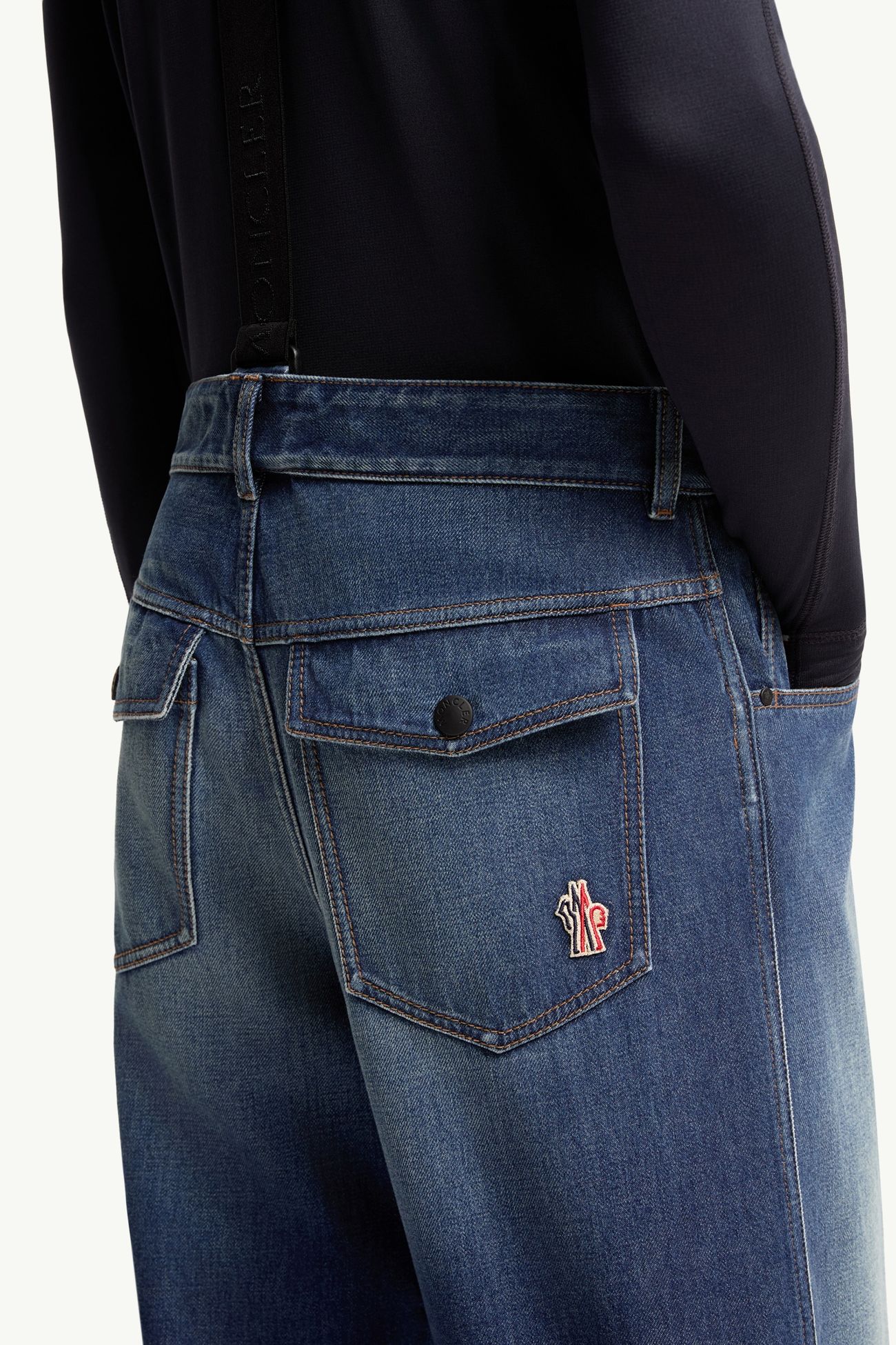 Denim Ski Trousers Men Denim Blue Moncler 6