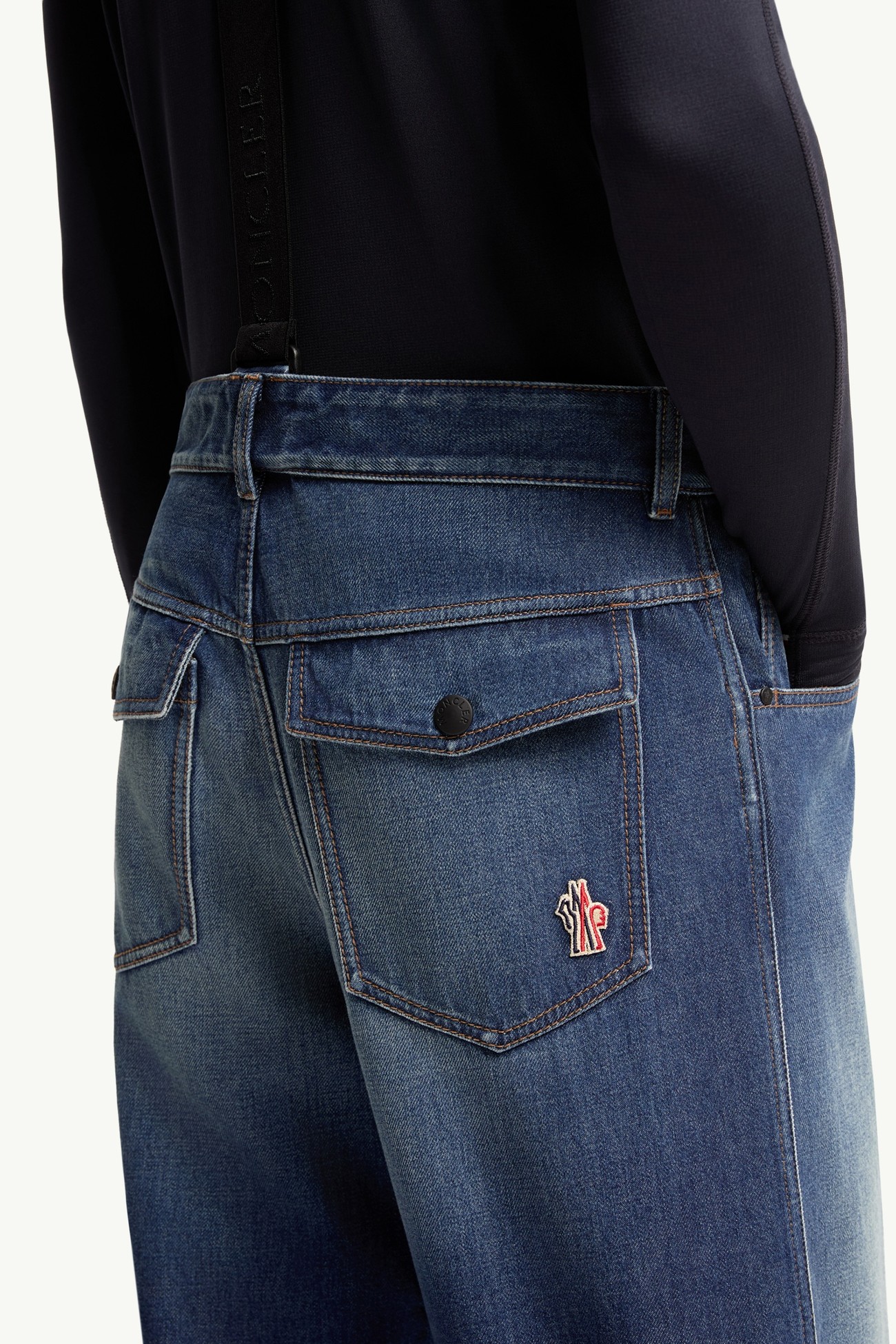 Denim Ski Trousers Men Denim Blue Moncler 6
