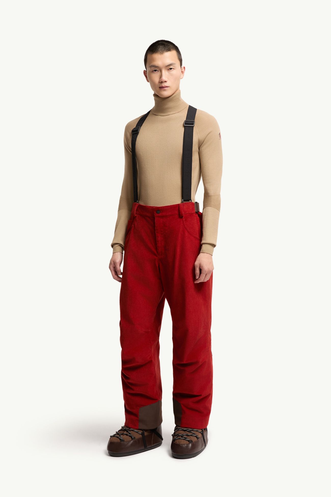 Isolierte Ski-Latzhose aus Cord Herren Dunkelrot Moncler 3