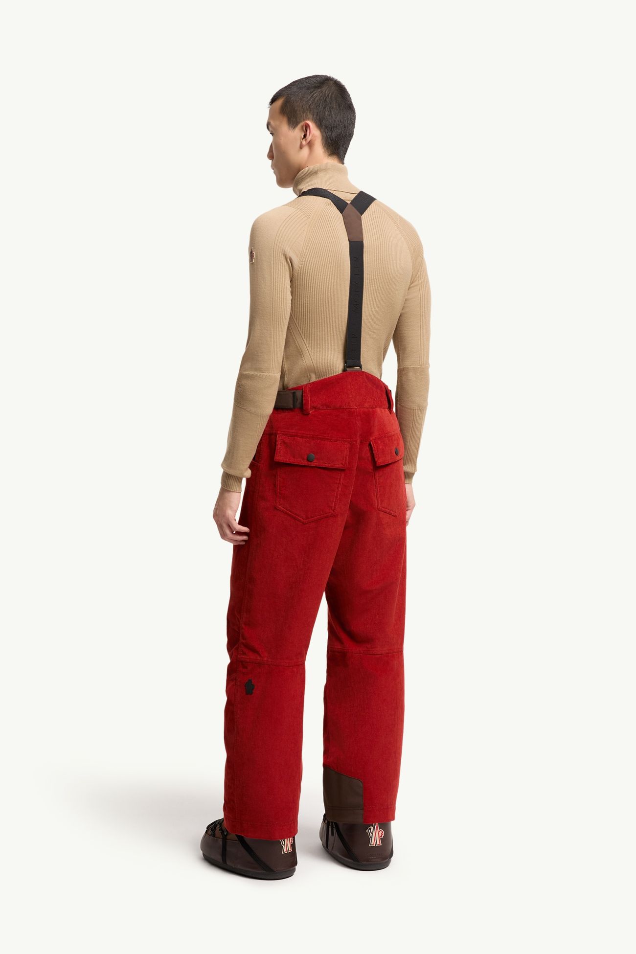 Corduroy Insulated Ski Bib Men Dark Red Moncler 4