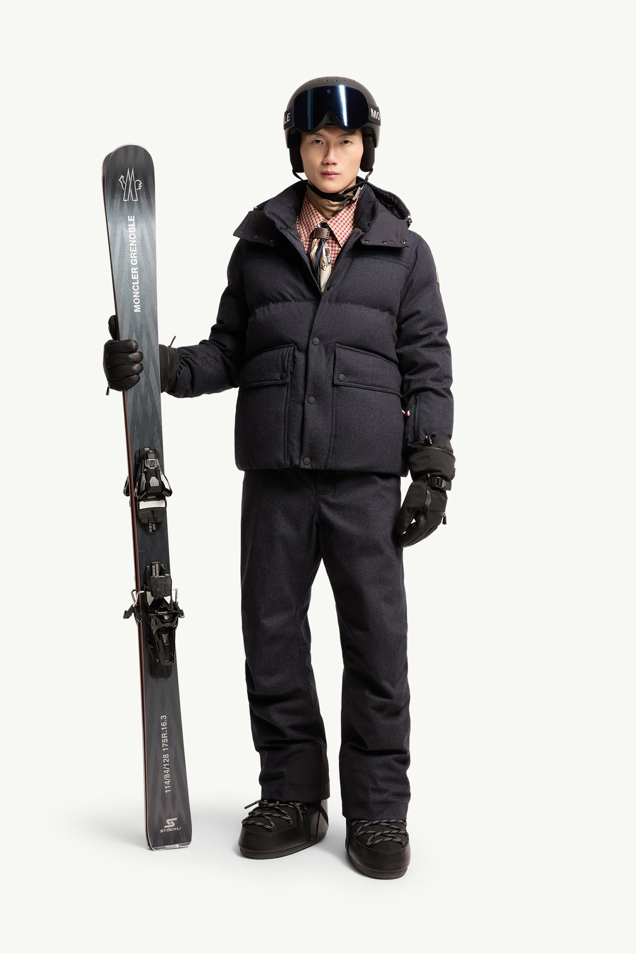 Wool Denim Ski Bib Men Dark Blue Moncler 0