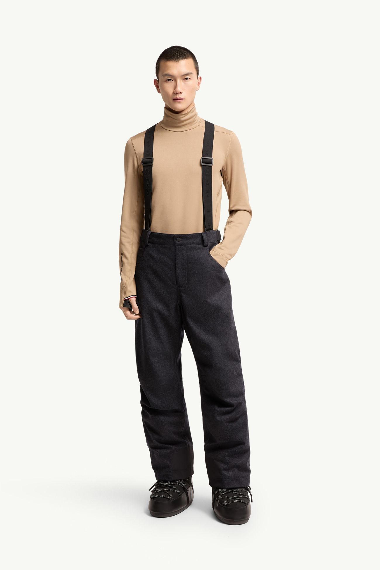 Wool Denim Ski Bib Men Dark Blue Moncler 3