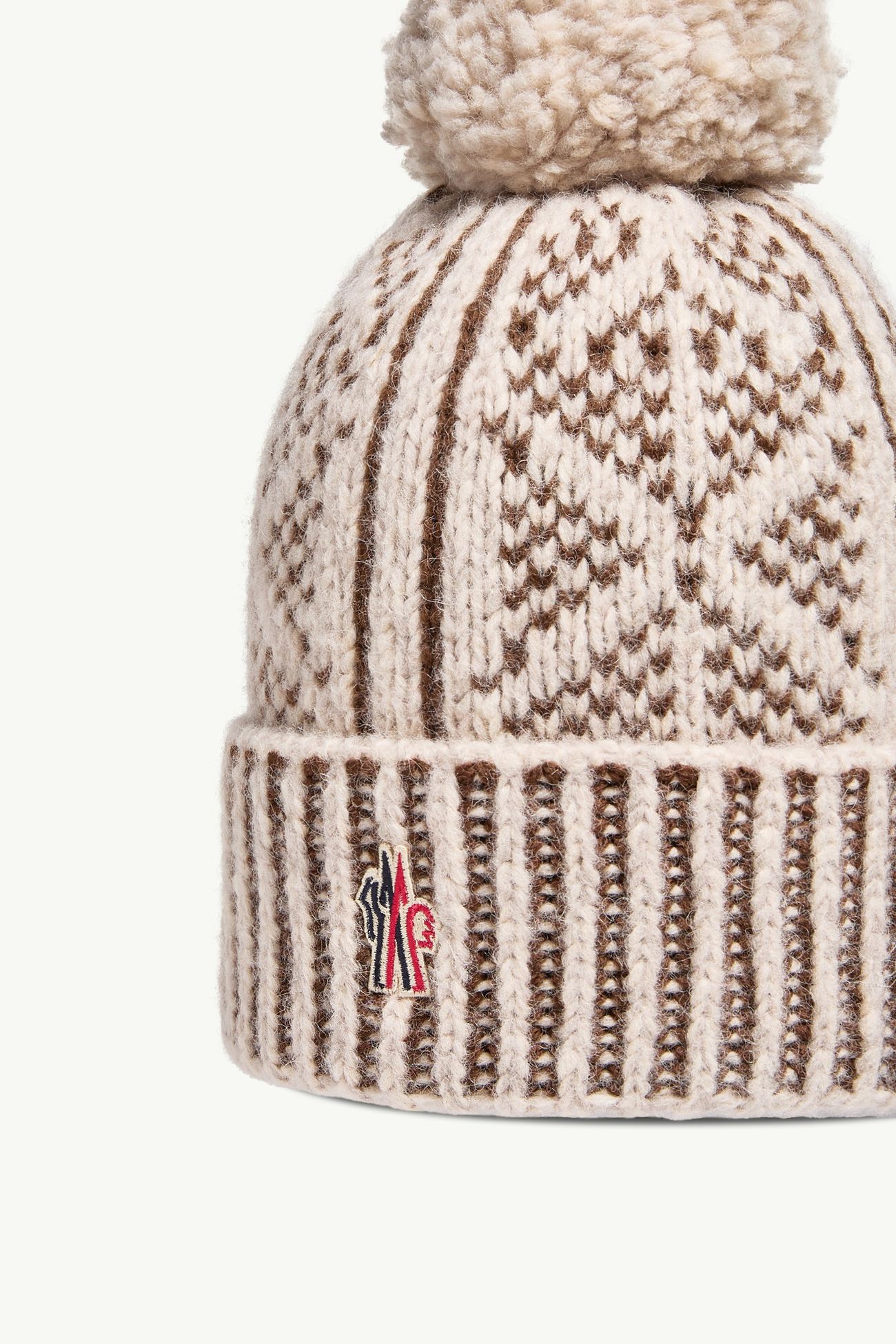絨球裝飾羊駝毛羊毛混紡冷帽 男士 米色 Moncler 2
