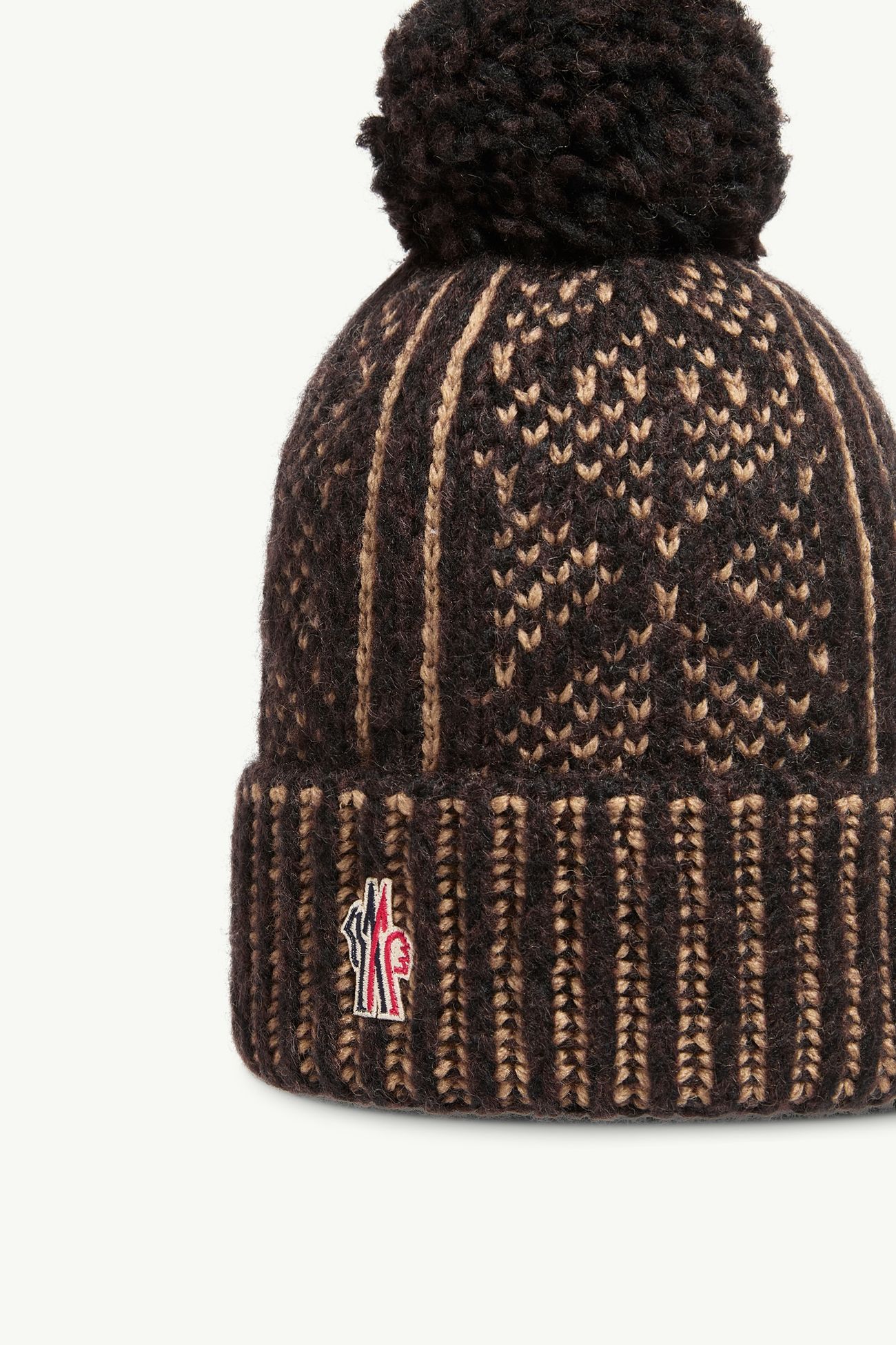 Alpaca & Wool Blend Beanie with Pom Pom Men Brown Moncler 2