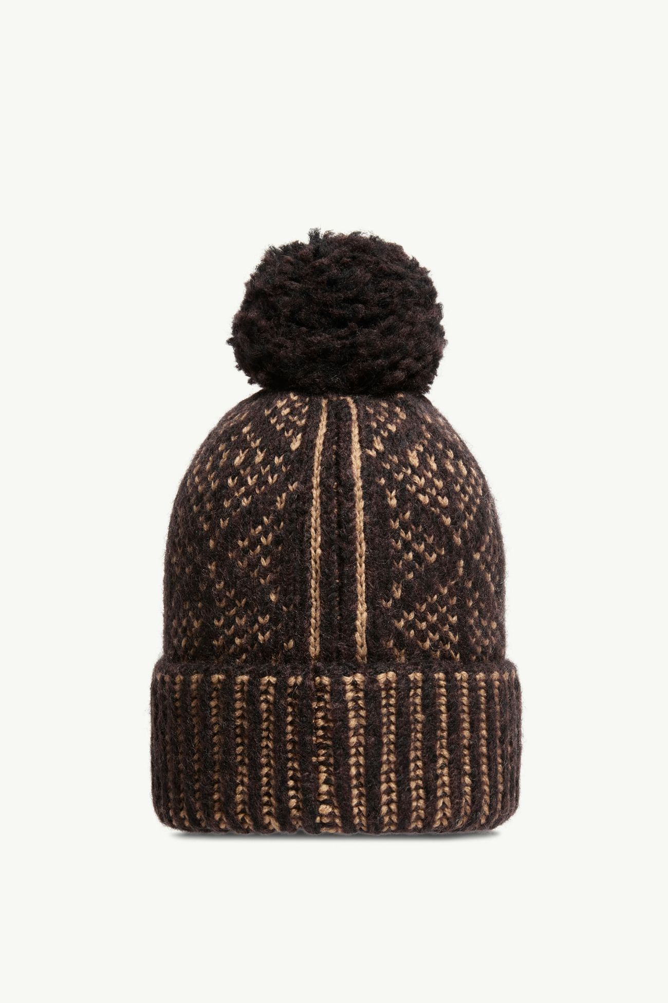 Alpaca & Wool Blend Beanie with Pom Pom Men Brown Moncler 3