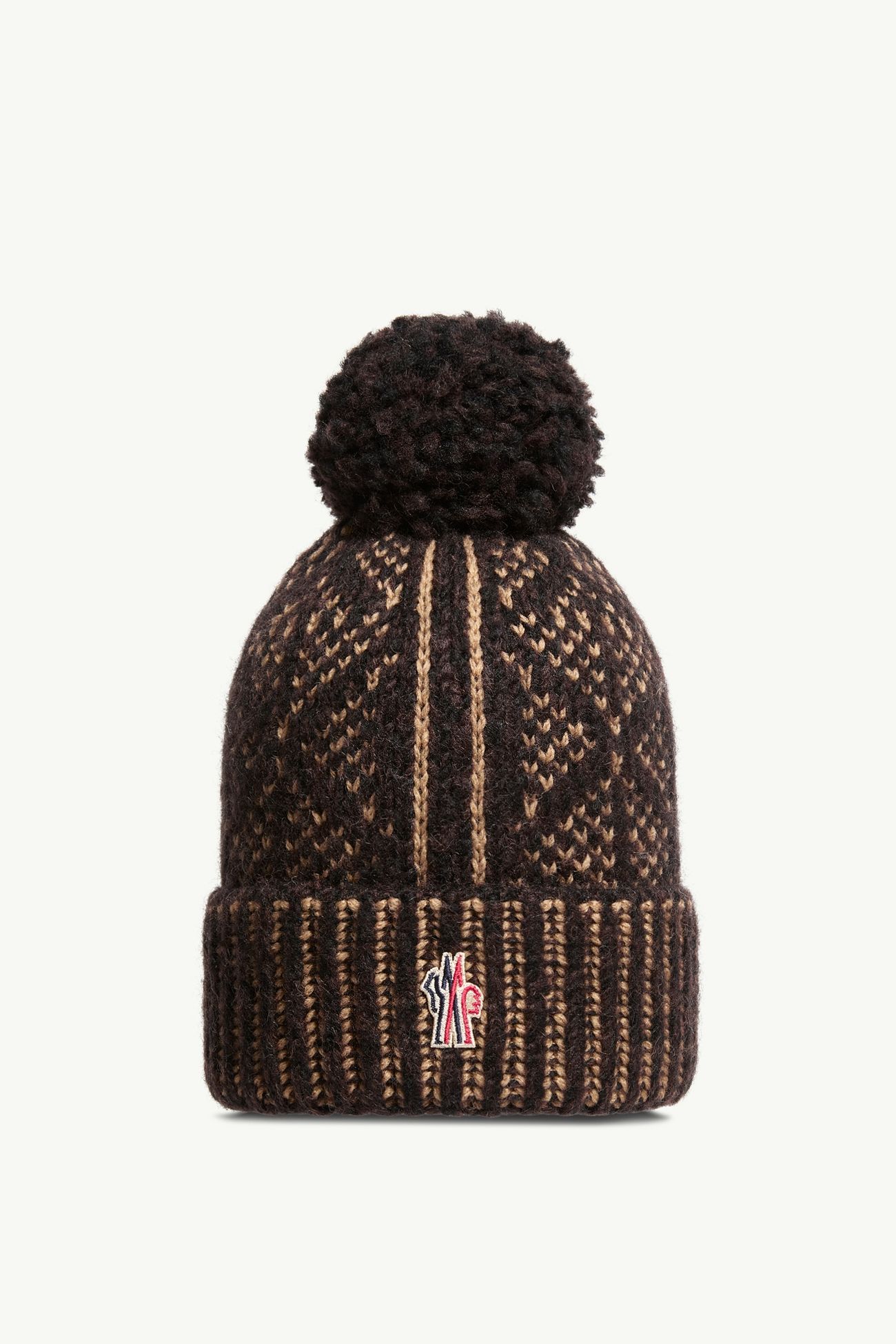 Berretto con pon pon in misto lana e alpaca Uomo Marrone Moncler 0