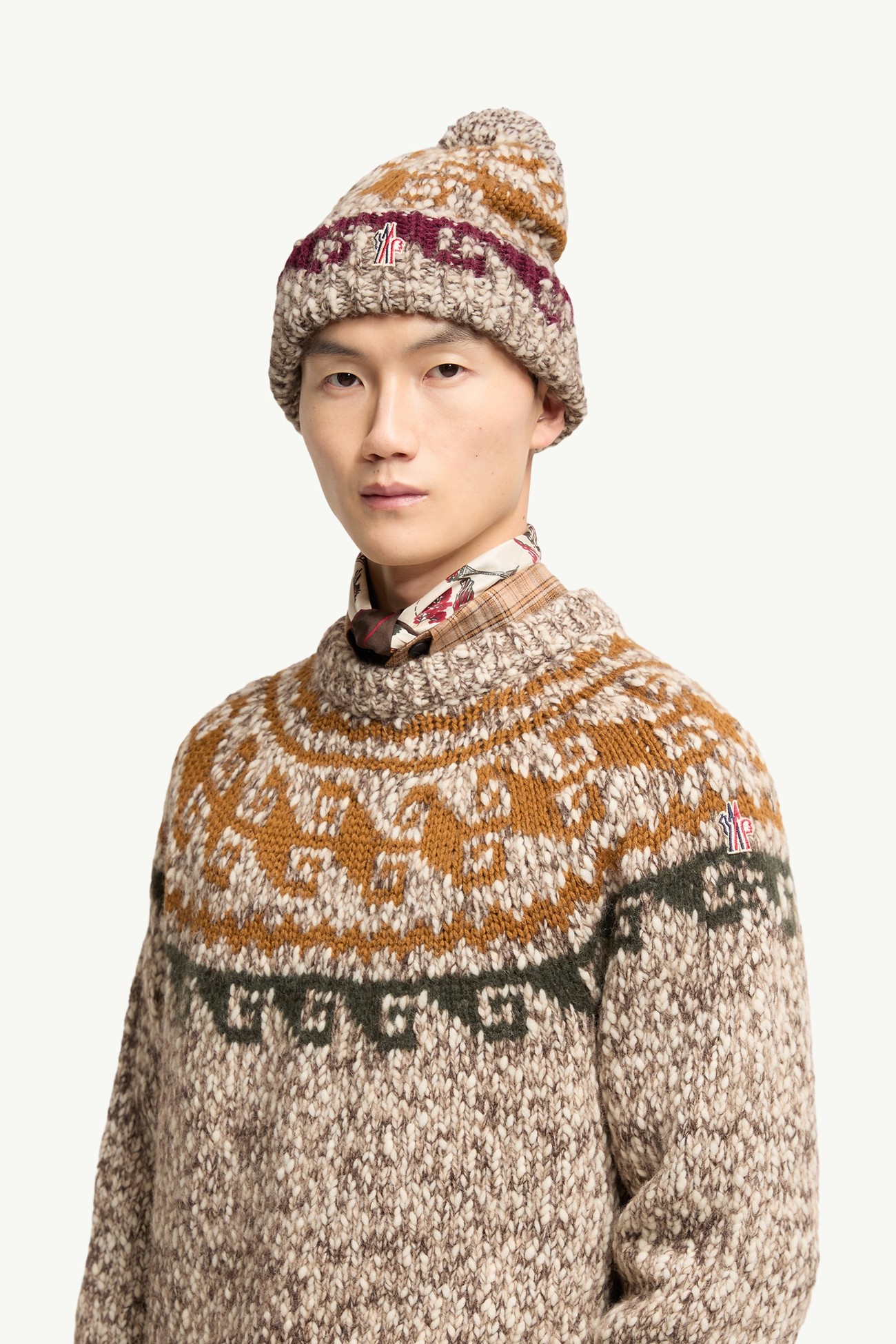Alpaca & Wool Blend Beanie with Pom Pom Men Moncler 1