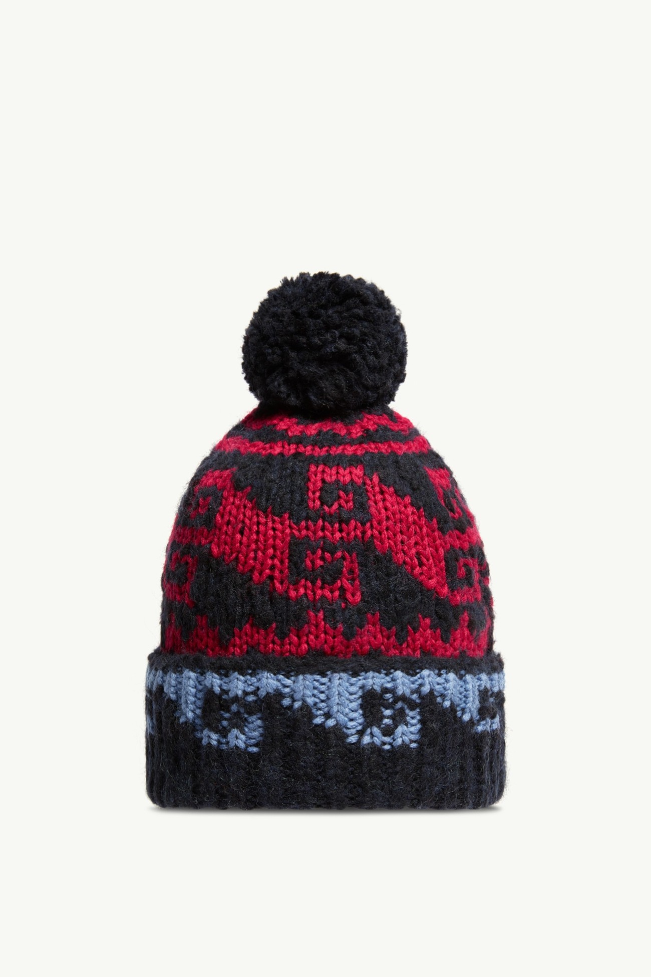 絨球裝飾羊駝毛羊毛混紡冷帽 男士 藍色和紅色 Moncler 3