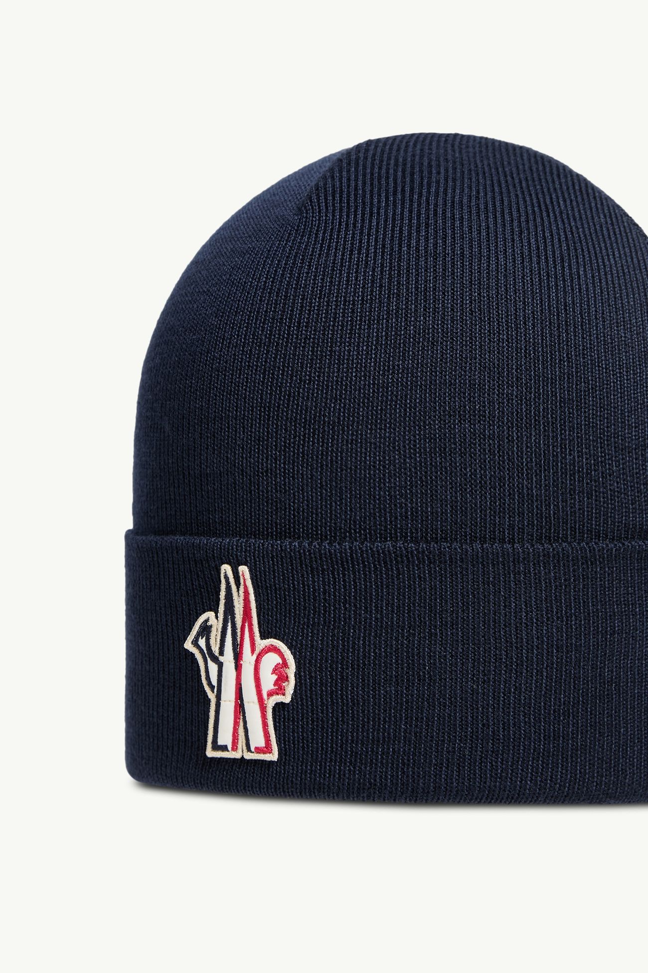 Logo  Wool Beanie Men Navy Blue Moncler 2
