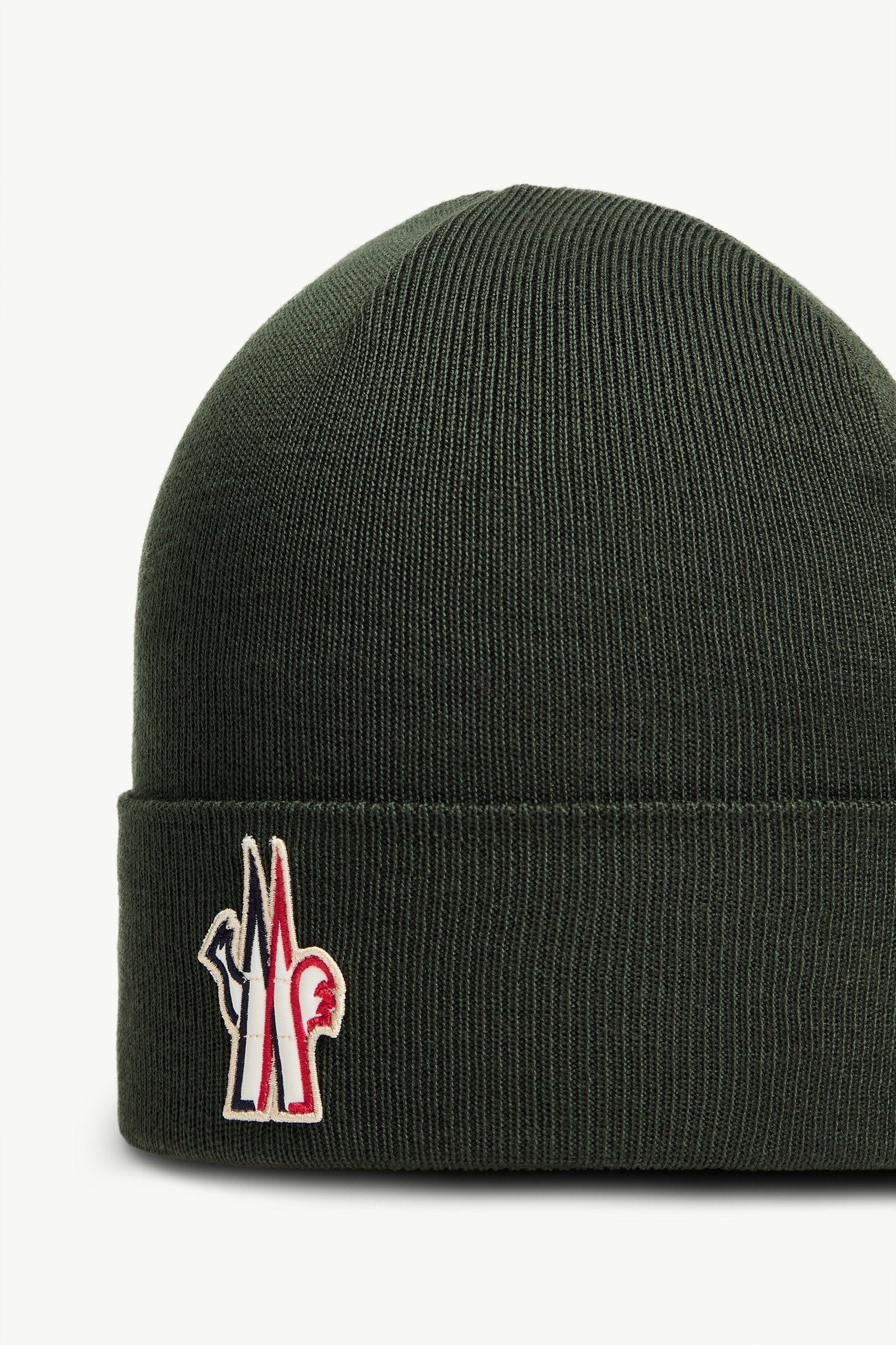 Logo  Wool Beanie Men Dark Green Moncler 2