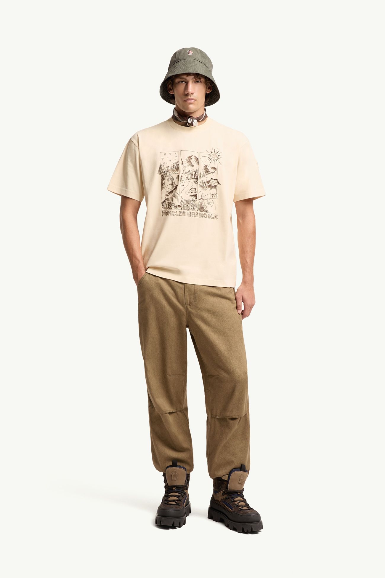 T-Shirt aus Baumwolle mit Bergmotiv Herren Weiß Moncler 0