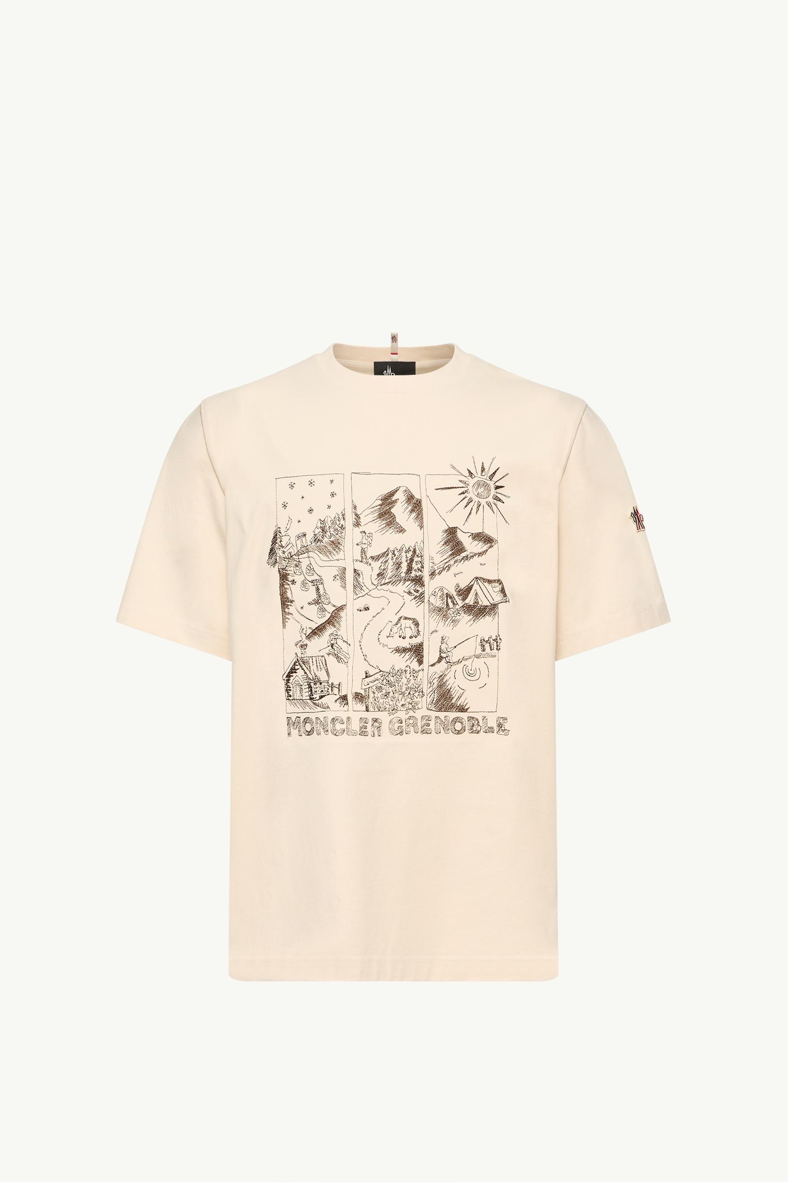 Mountain Landscape Print Cotton T-Shirt Men White Moncler, 1 of 0