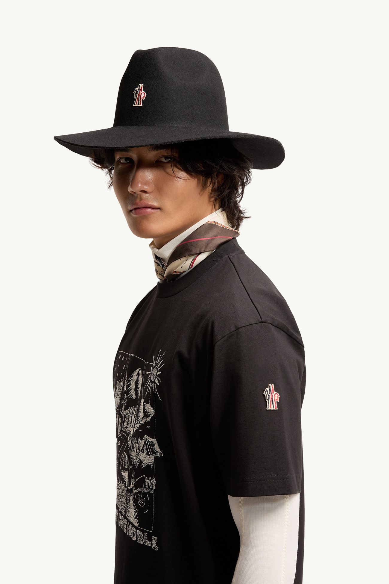 T-Shirt in cotone con stampa paesaggio Uomo Nero Moncler 1