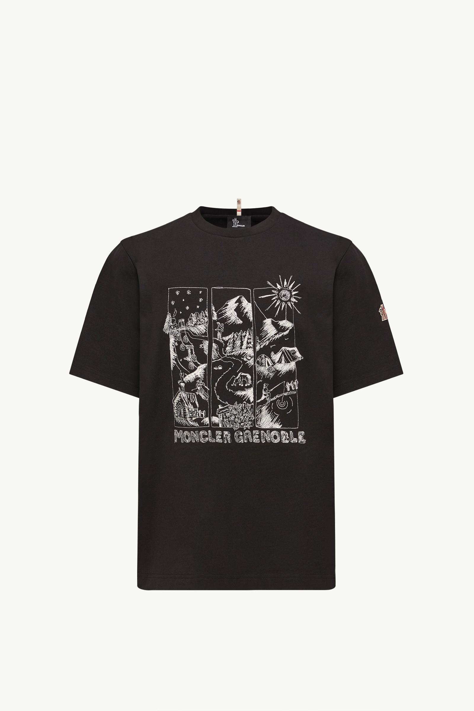 Mountain Landscape Print Cotton T-Shirt Men Black Moncler, 1 of 0
