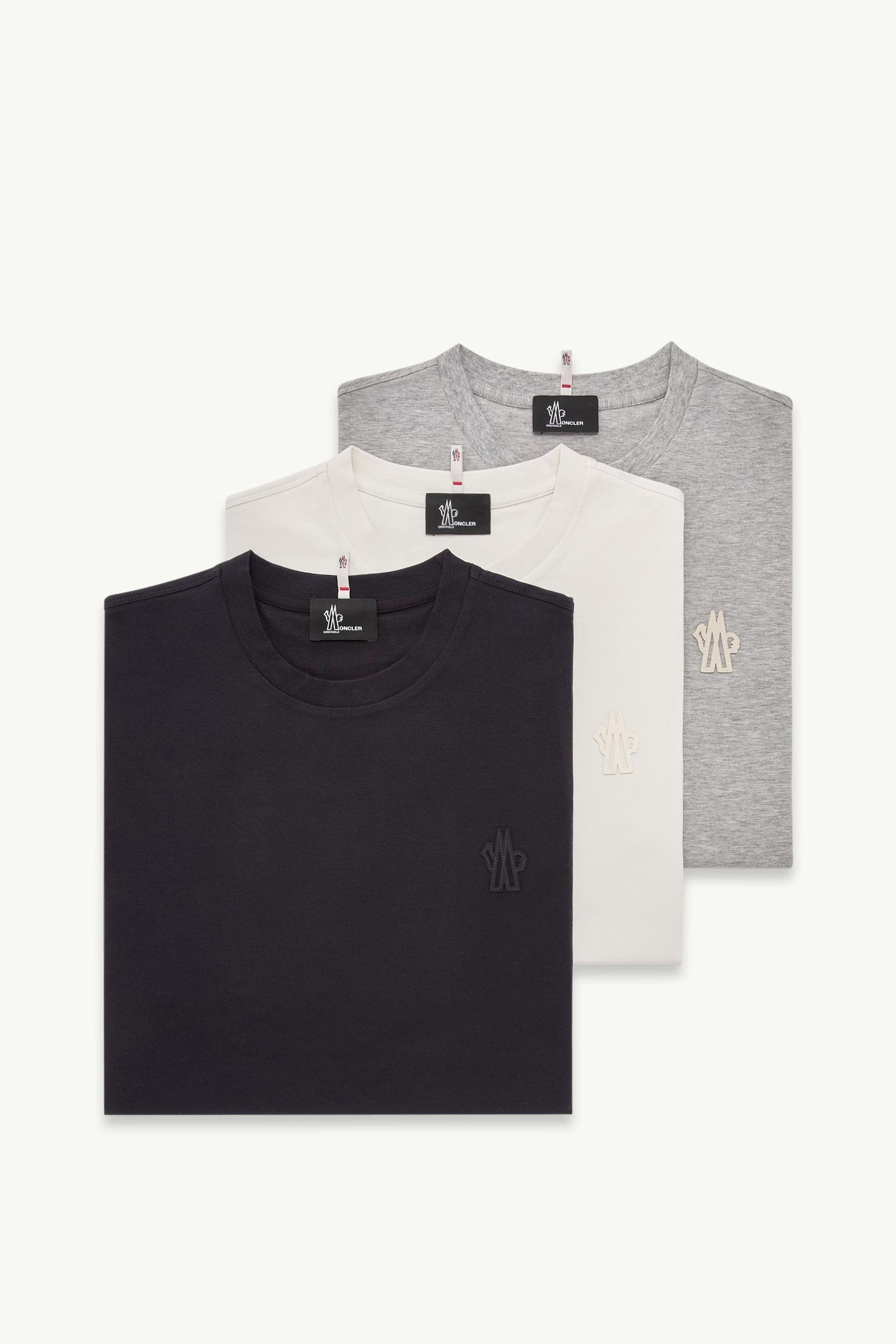 Logo Patch Cotton Blend T-Shirt (Three Pack) Men White & Black & Gray Moncler, 1 of 0