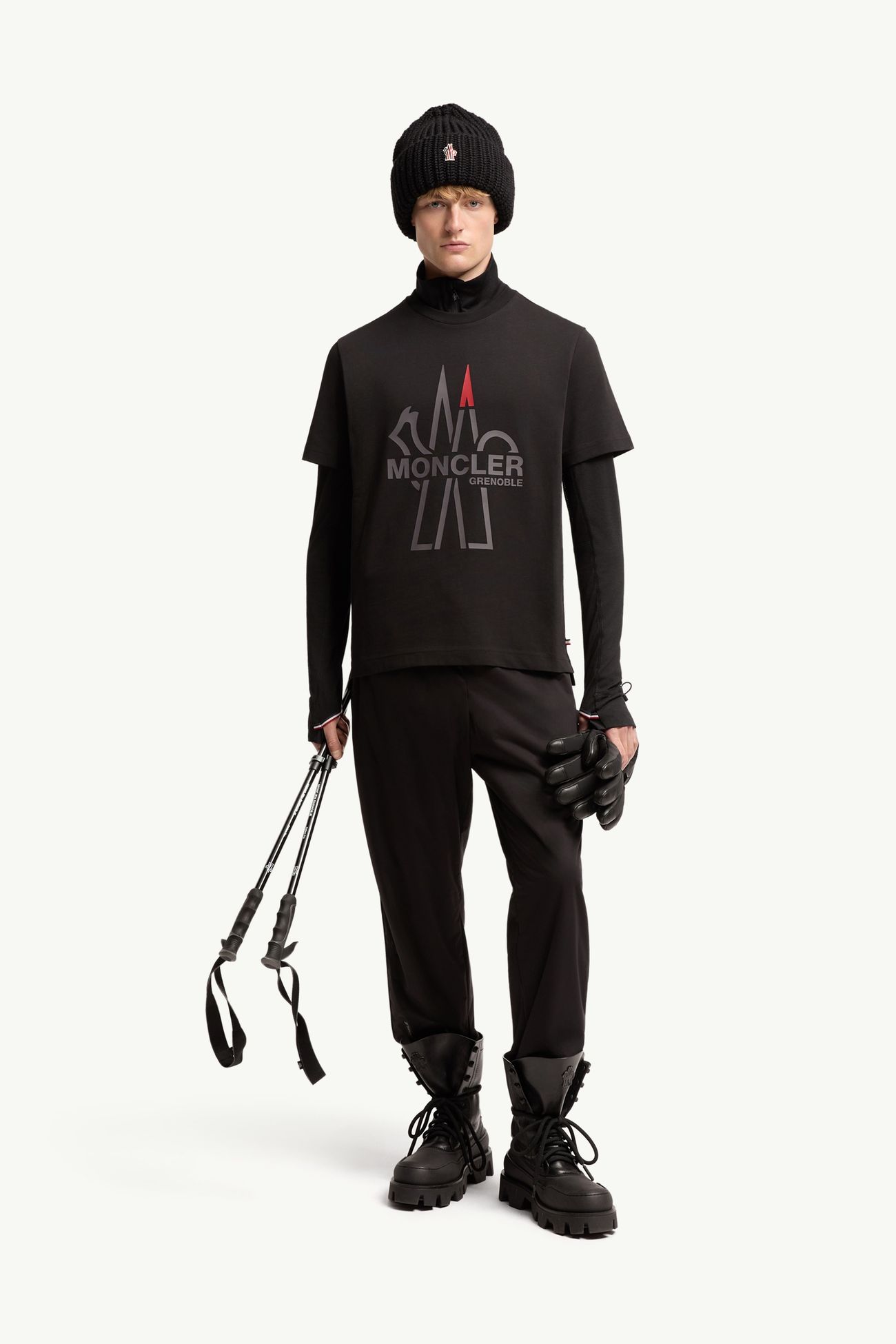 T-shirt in cotone con logo Uomo Nero Moncler 0