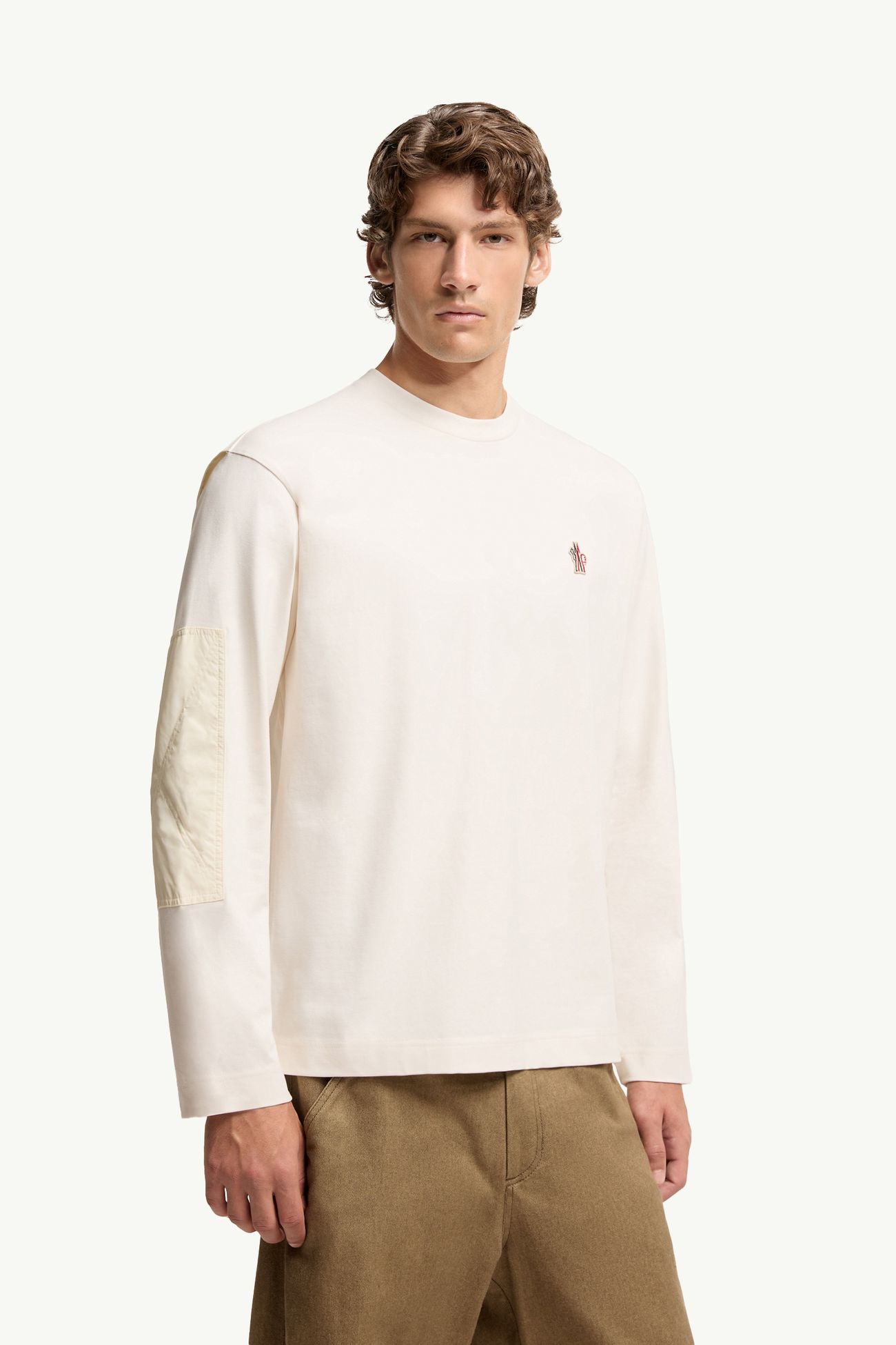 Logo Cotton Long Sleeve T-Shirt Men White Moncler 3