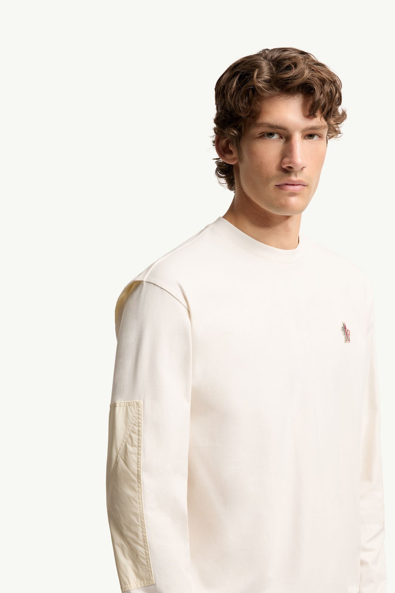 T-shirt a maniche lunghe con logo in cotone Uomo Bianco Moncler 5