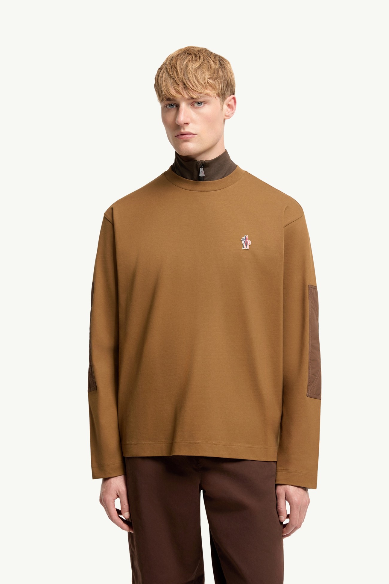 T-shirt à manches longues en coton avec logo Hommes Marron clair Moncler 3