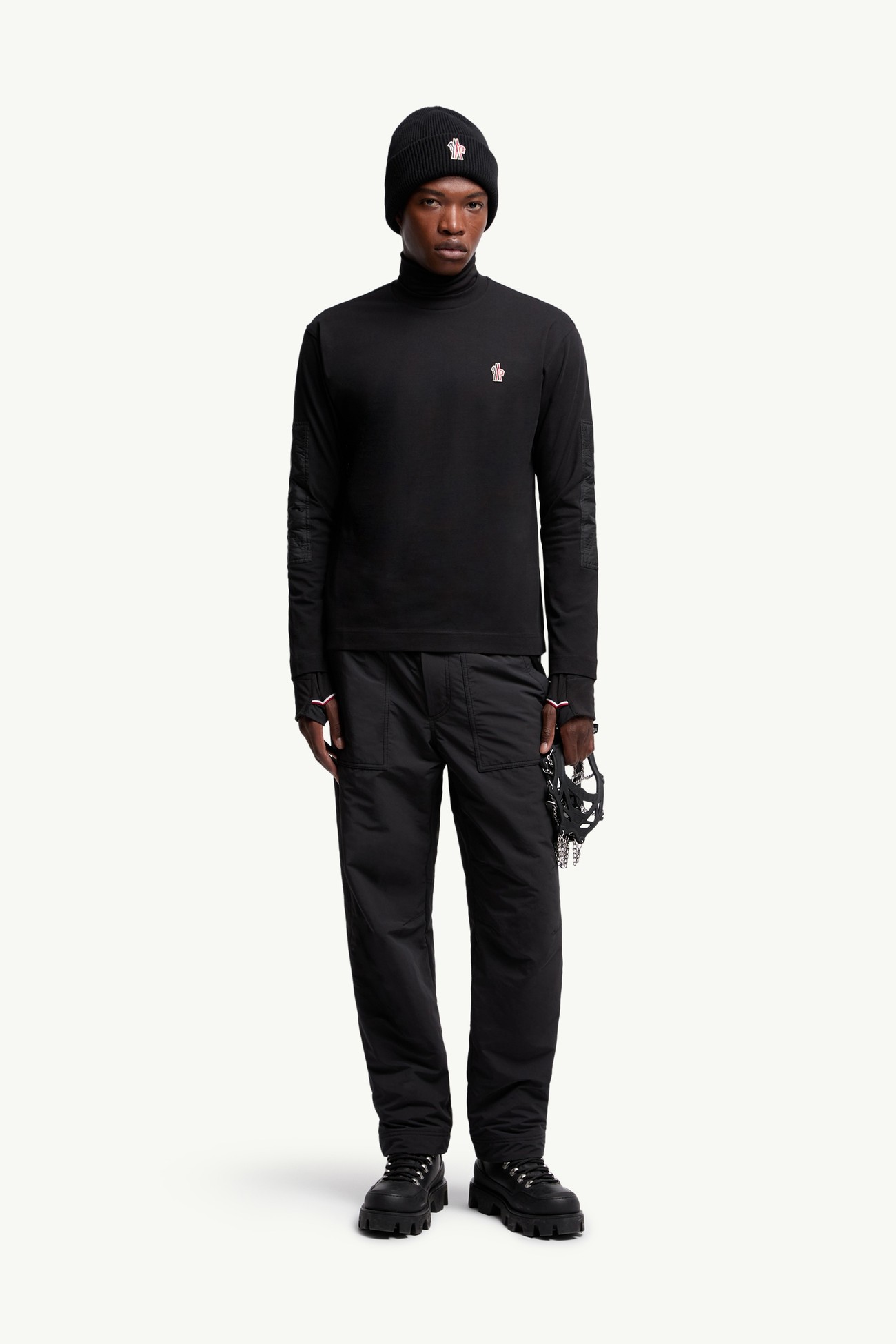 Logo Cotton Long Sleeve T-Shirt Men Black Moncler 0