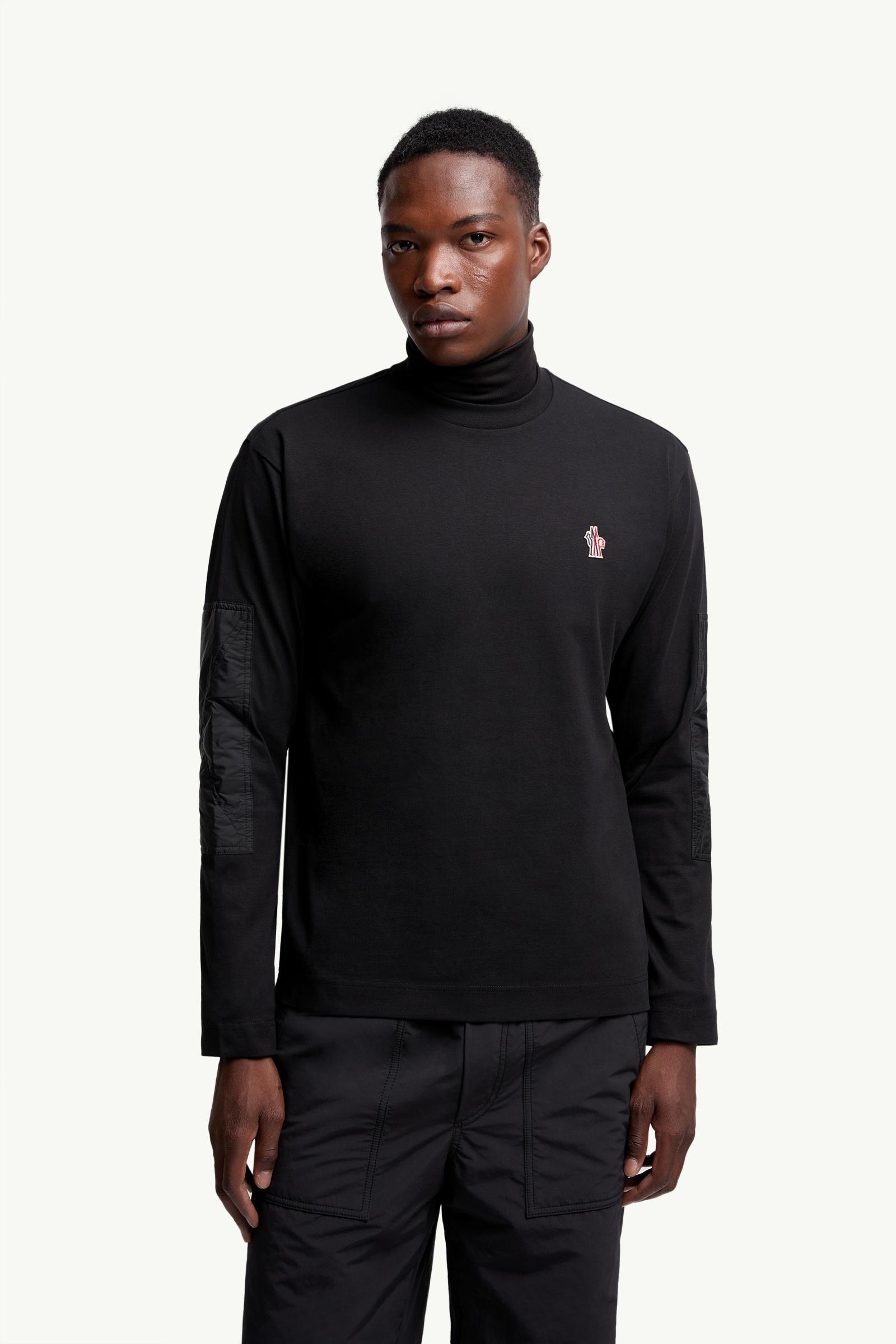 MONCLER INDUSTRIES S.P.A. 長袖カットソー 黒 L Black Logo Cotton Long Sleeve T-Shirt - Polos & T-shirts for Men