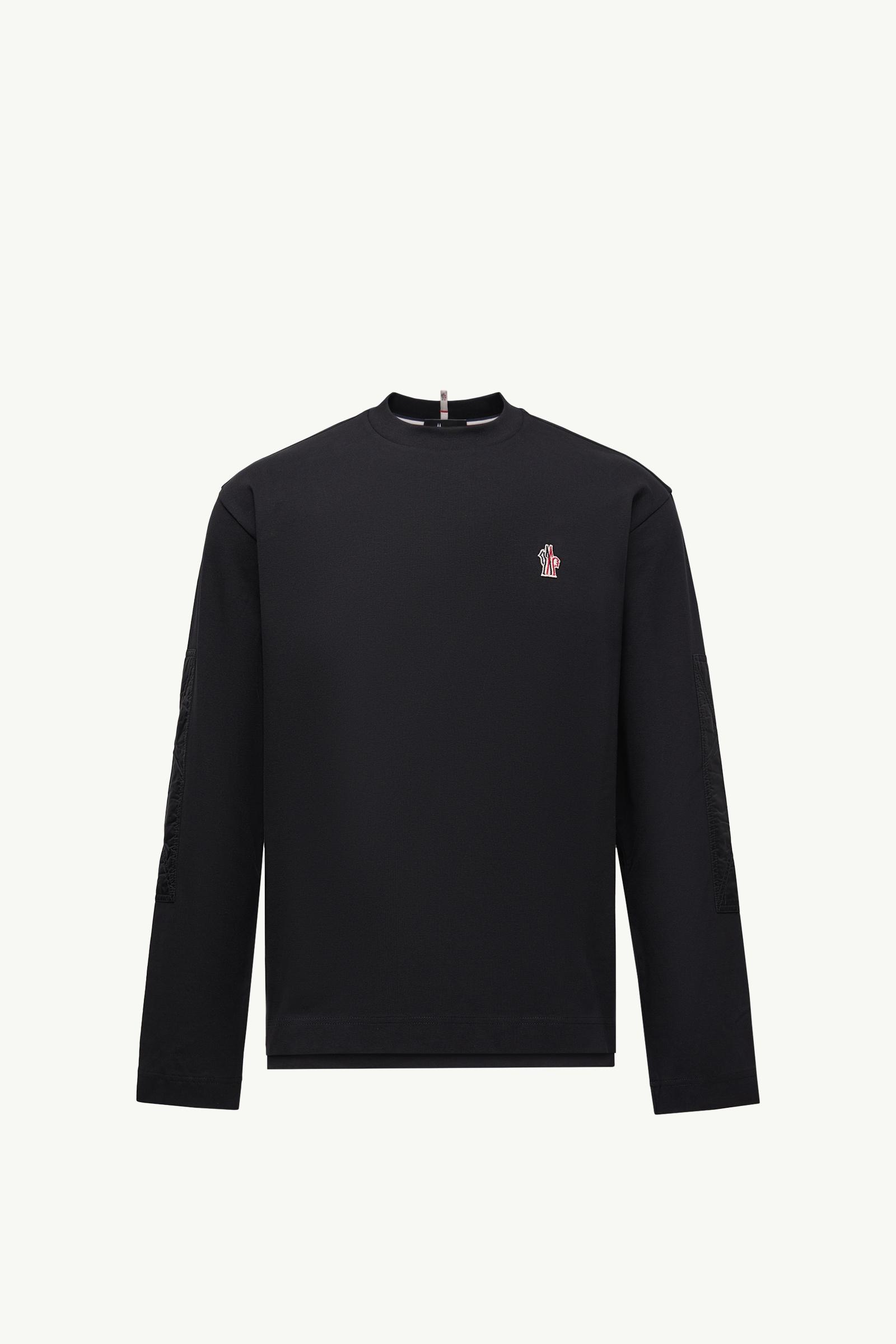 Logo Cotton Long Sleeve T-Shirt Men Black Moncler