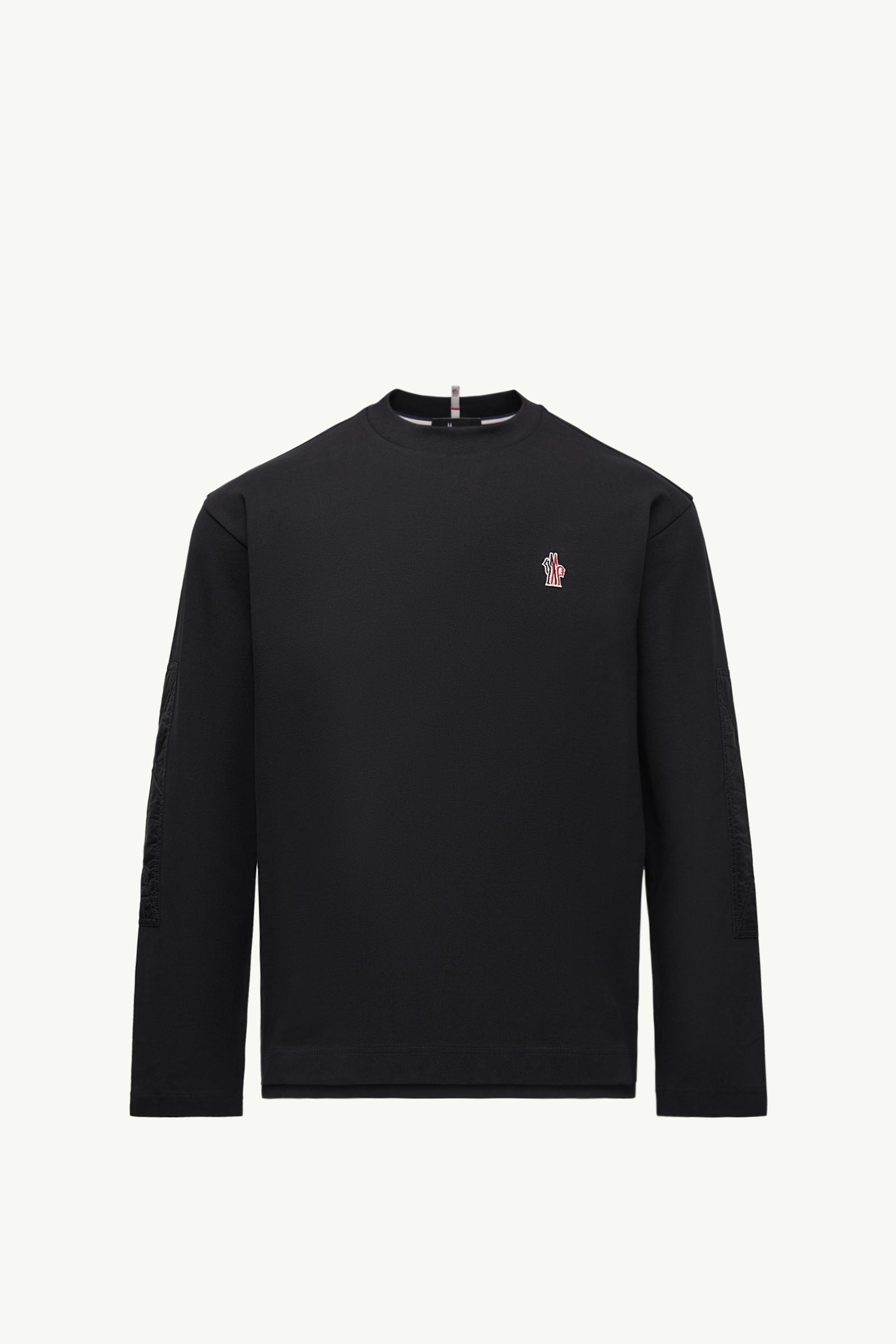 Black Logo Cotton Long Sleeve T-Shirt - Polos & T-shirts for Men