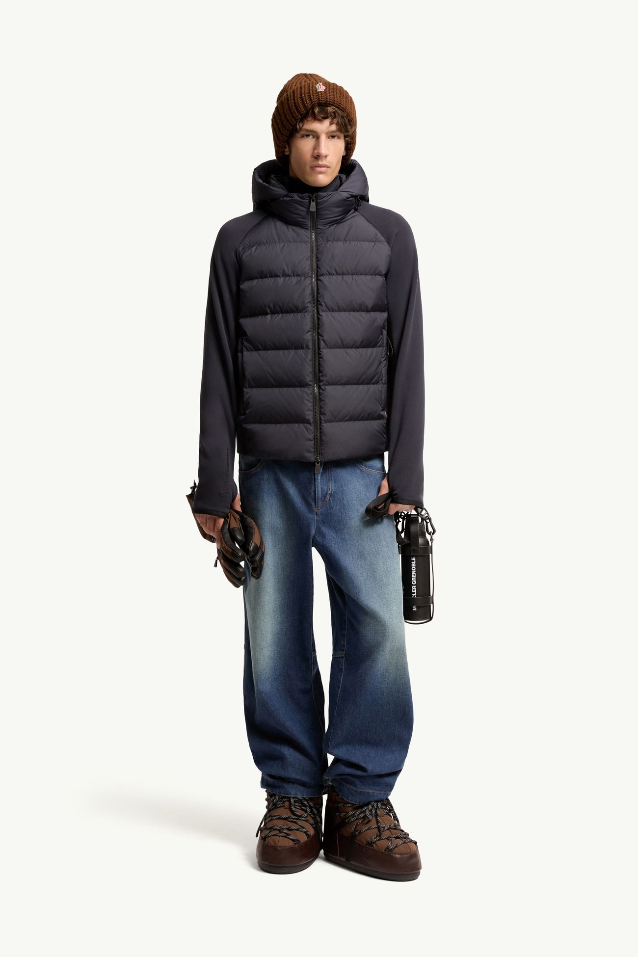 Padded Polartec® Zip-Up Hoodie Men Dark Blue Moncler 0