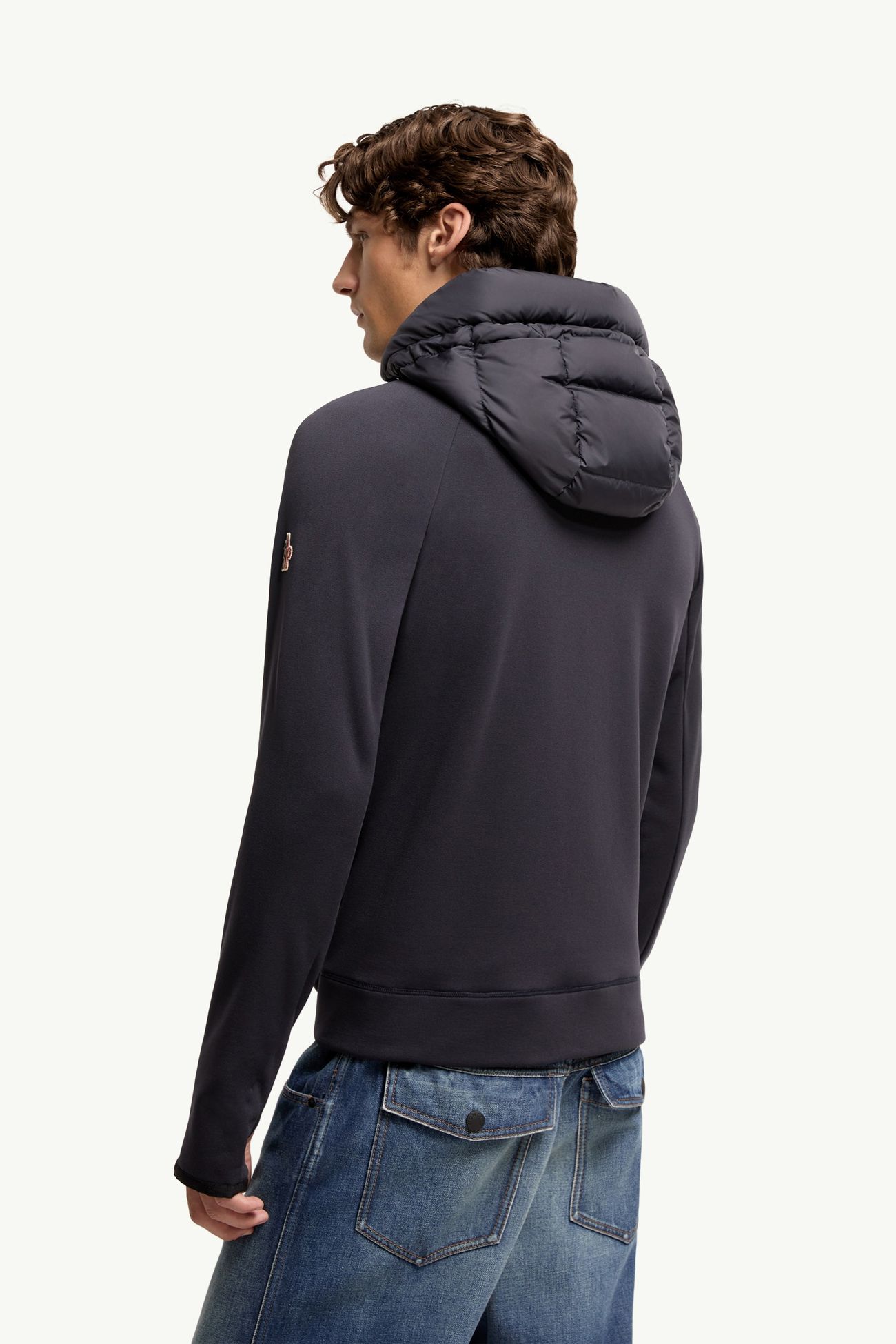 Padded Polartec® Zip-Up Hoodie Men Dark Blue Moncler 4