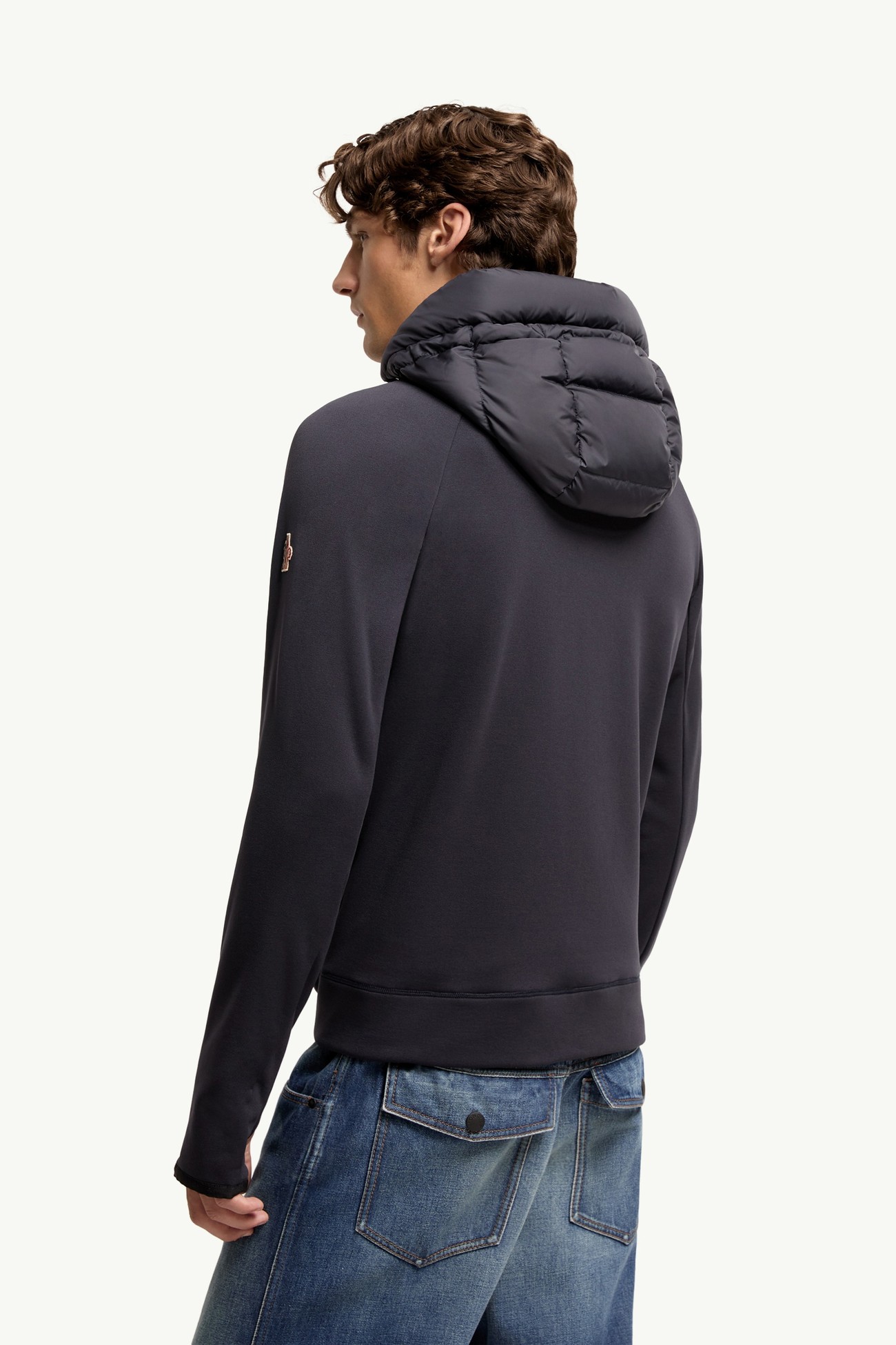 Padded Polartec® Zip-Up Hoodie Men Dark Blue Moncler 4
