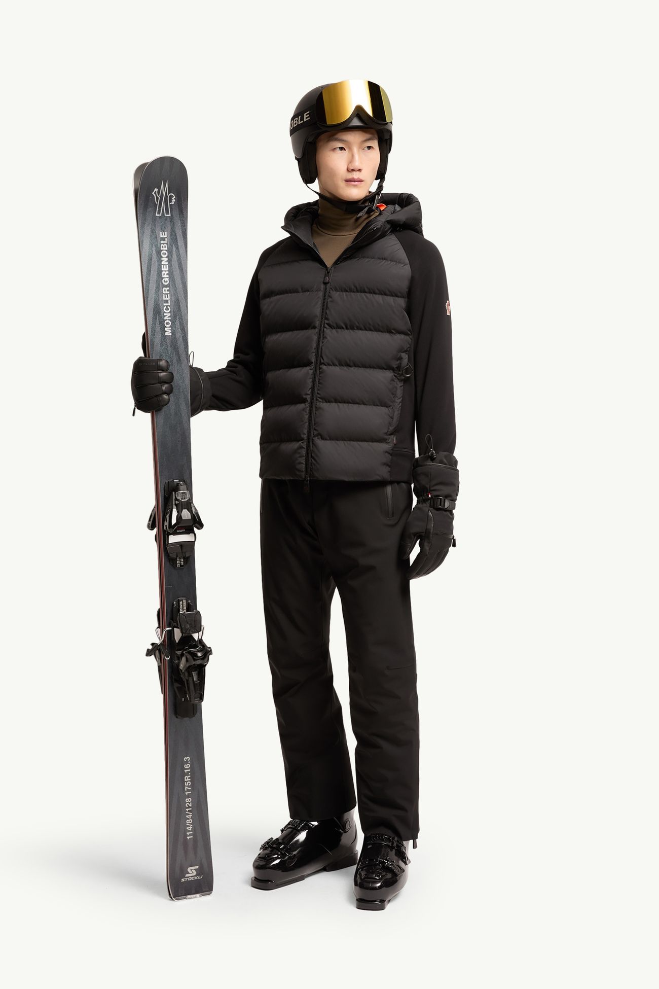 Felpa imbottita con cappuccio e zip in Polartec® Uomo Nero Moncler 0