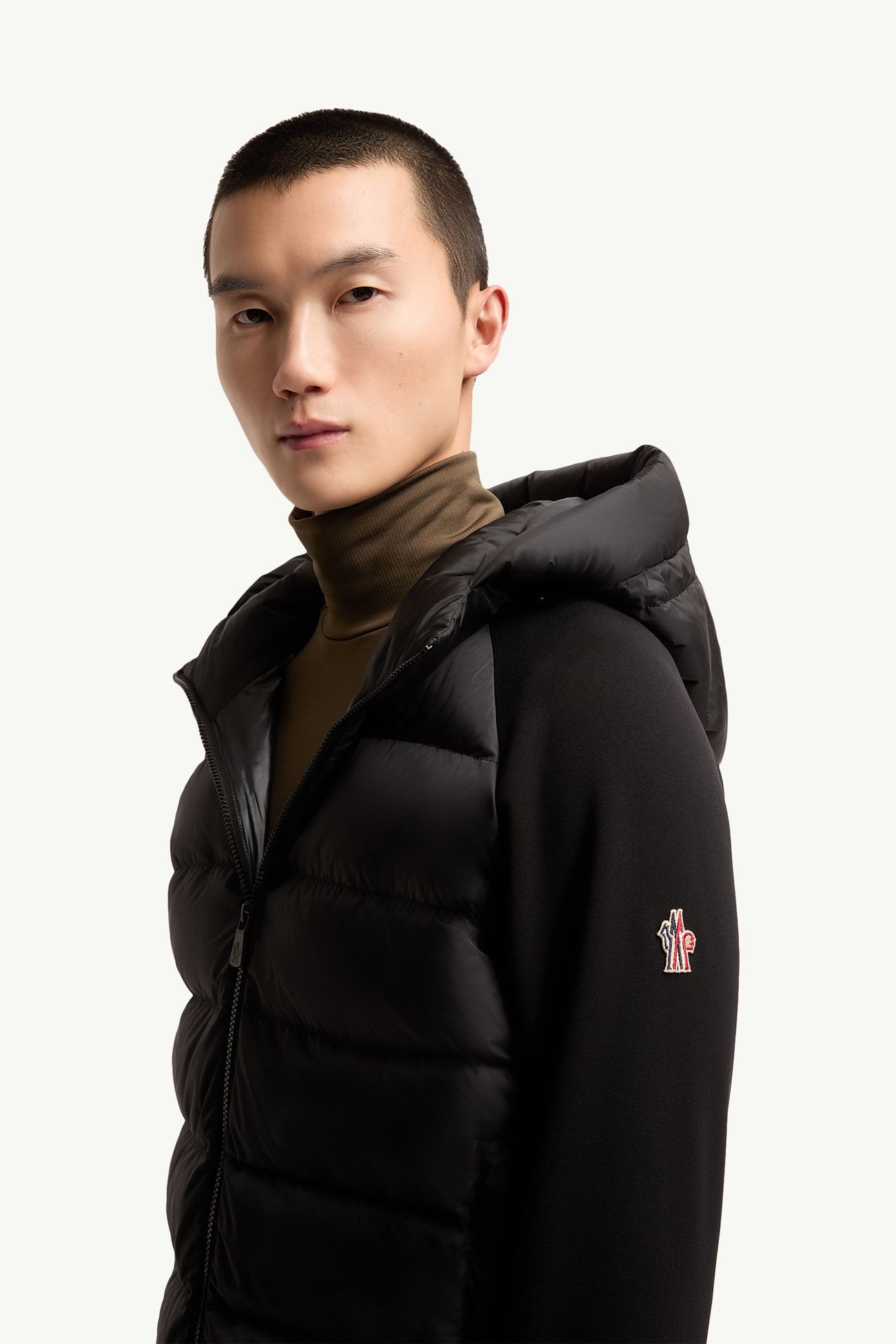 Gepolsterter Polartec® Kapuzenpullover mit Reißverschluss Herren Schwarz Moncler 1