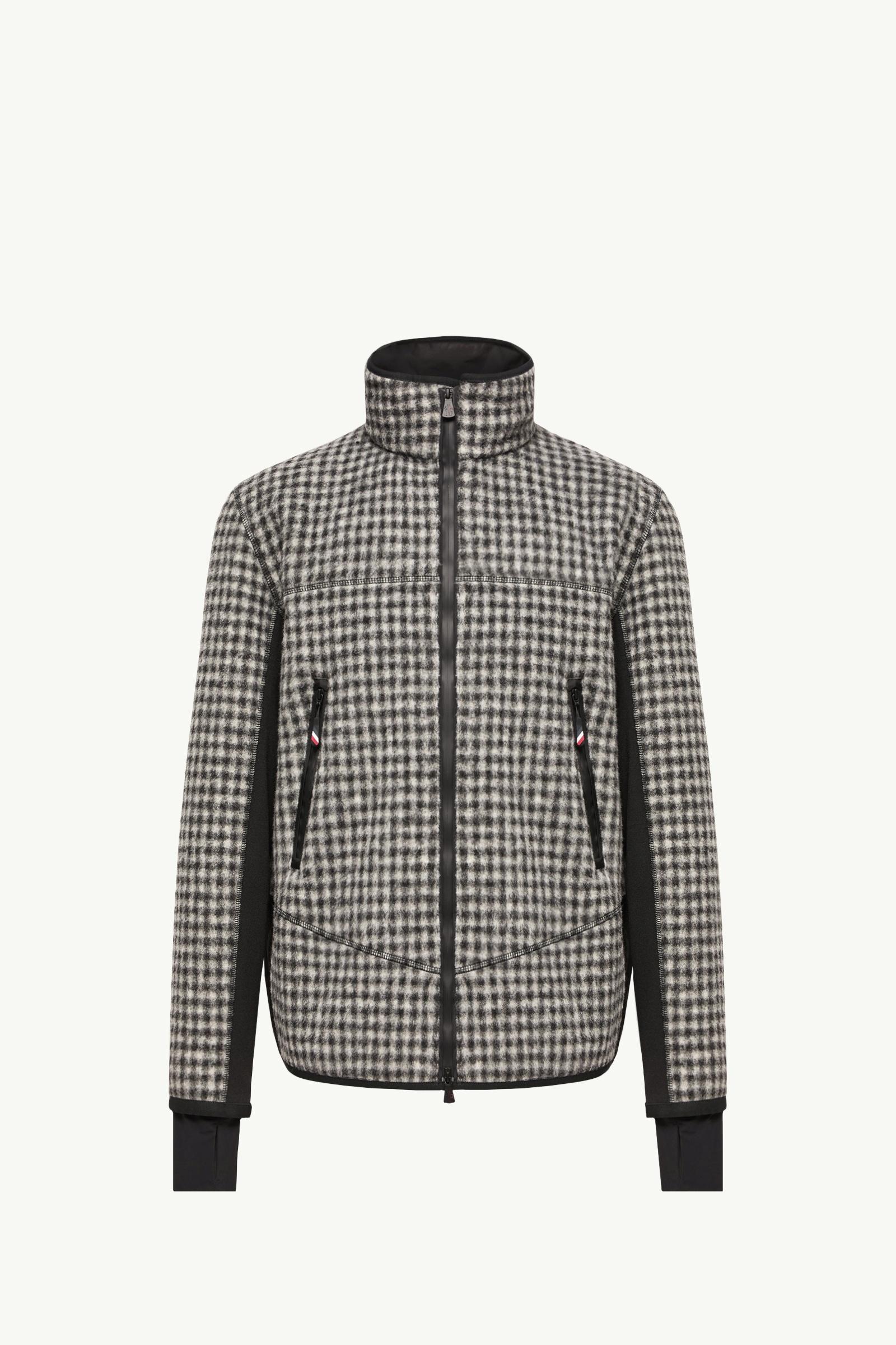 Wool Blend Vichy Zip-Up Sweatshirt Men Black & White Moncler, 1 of 0