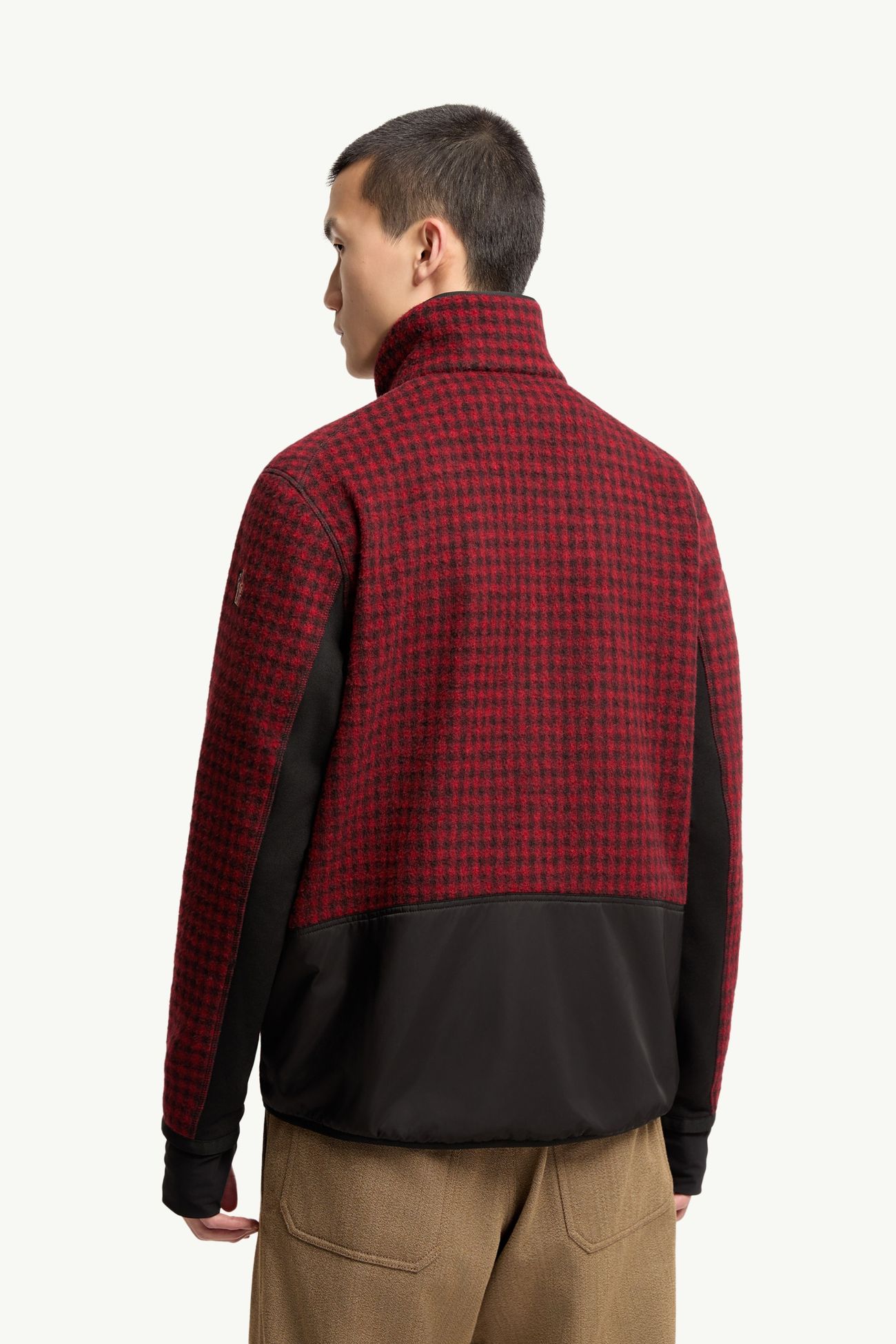 羊毛混紡Vichy拉鏈衛衣 男士 紅色和黑色 Moncler 4