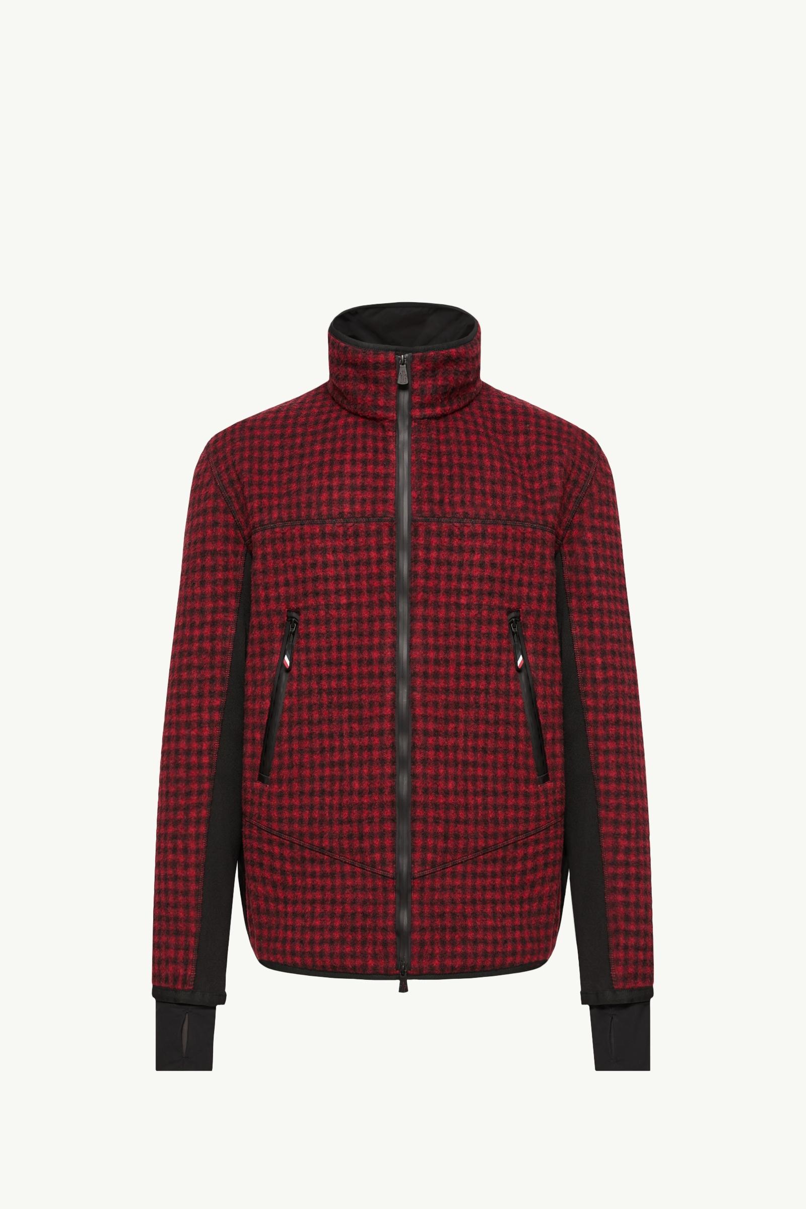 Wool Blend Vichy Zip-Up Sweatshirt Men Red & Black Moncler, 1 of 0