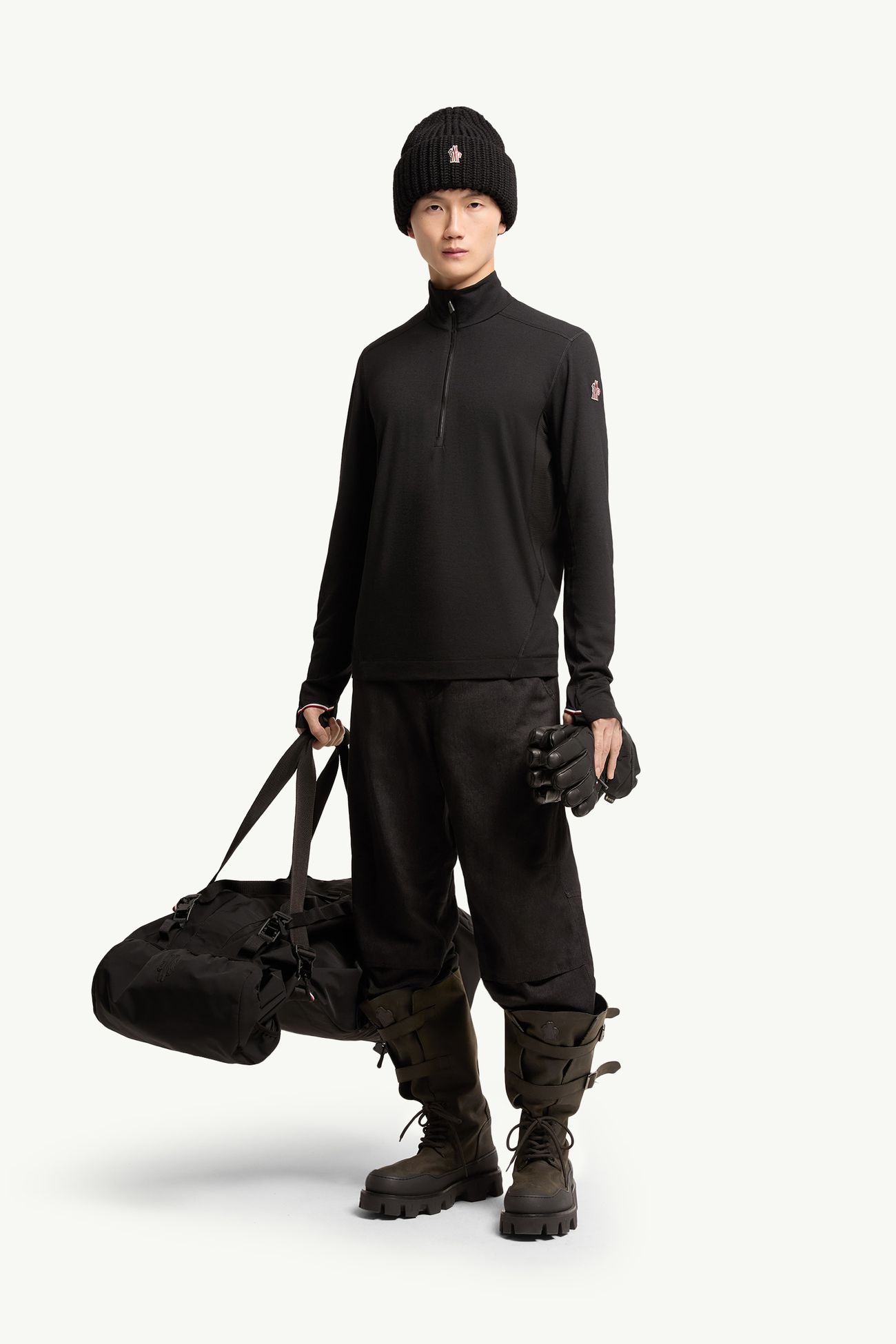 Knit Half-Zip Polo Neck Men Black Moncler 0