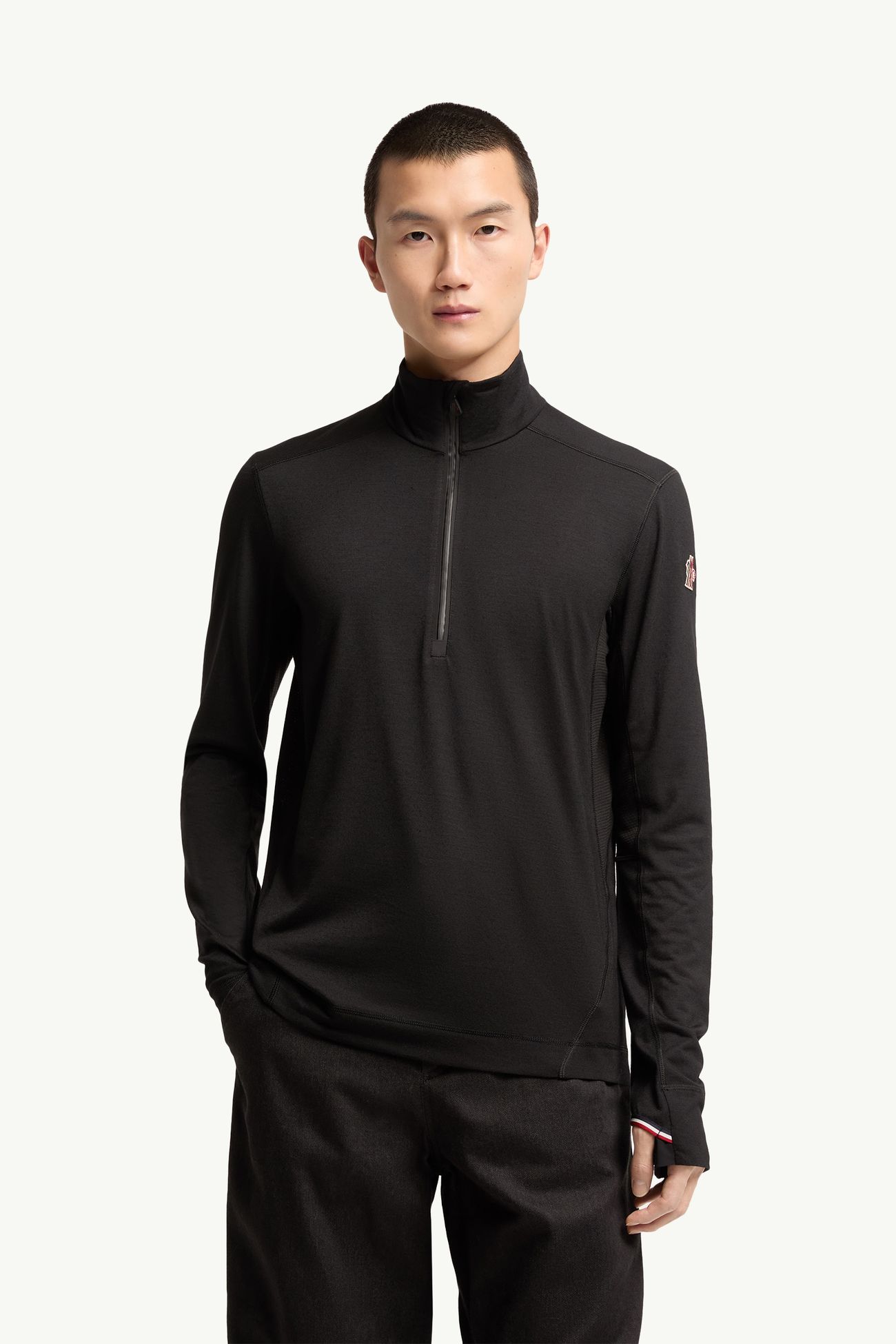 Knit Half-Zip Polo Neck Men Black Moncler 3