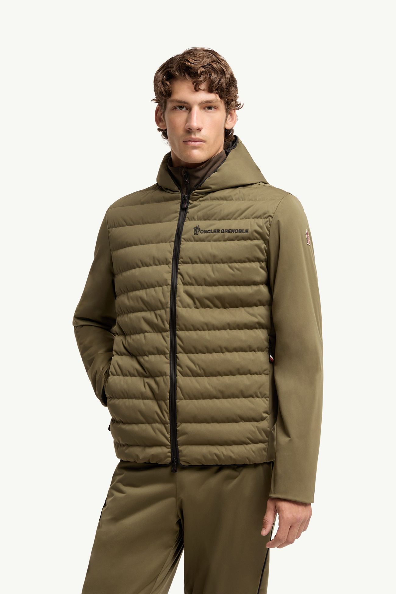 Cardigan zippé matelassé Hommes Vert Foncé Moncler 3