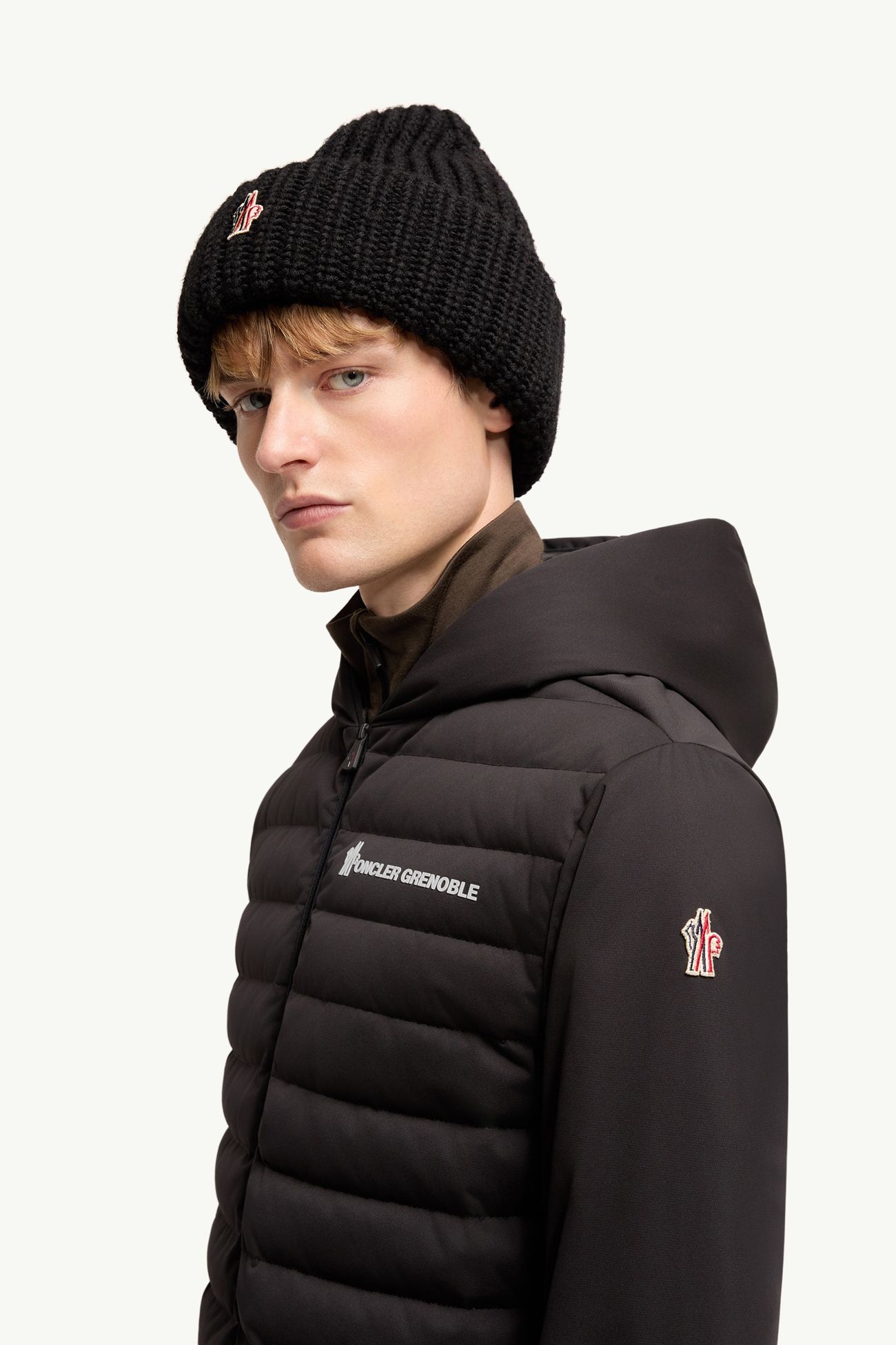 Wattierter Kapuzenpullover mit Reißverschluss Herren Schwarz Moncler 1