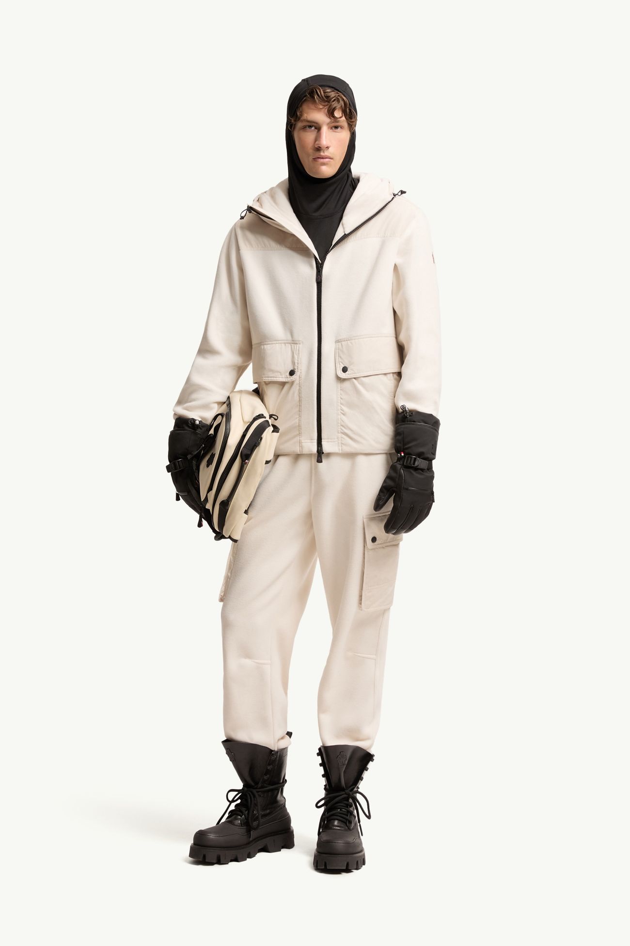 Polartec® Zip-Up Hoodie Men Light Beige Moncler 0