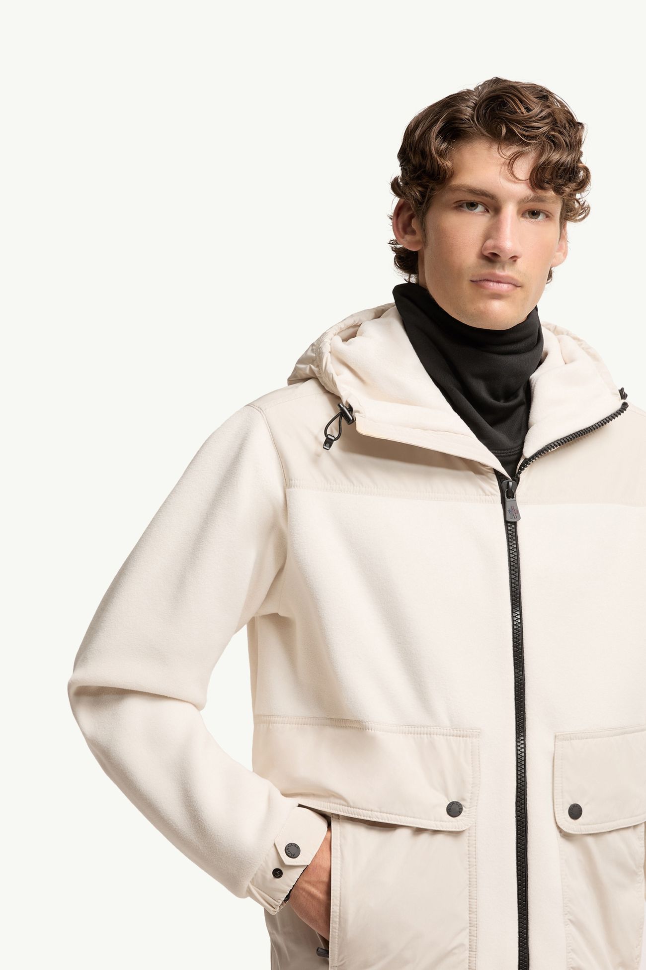 Polartec® Zip-Up Hoodie Men Light Beige Moncler 5