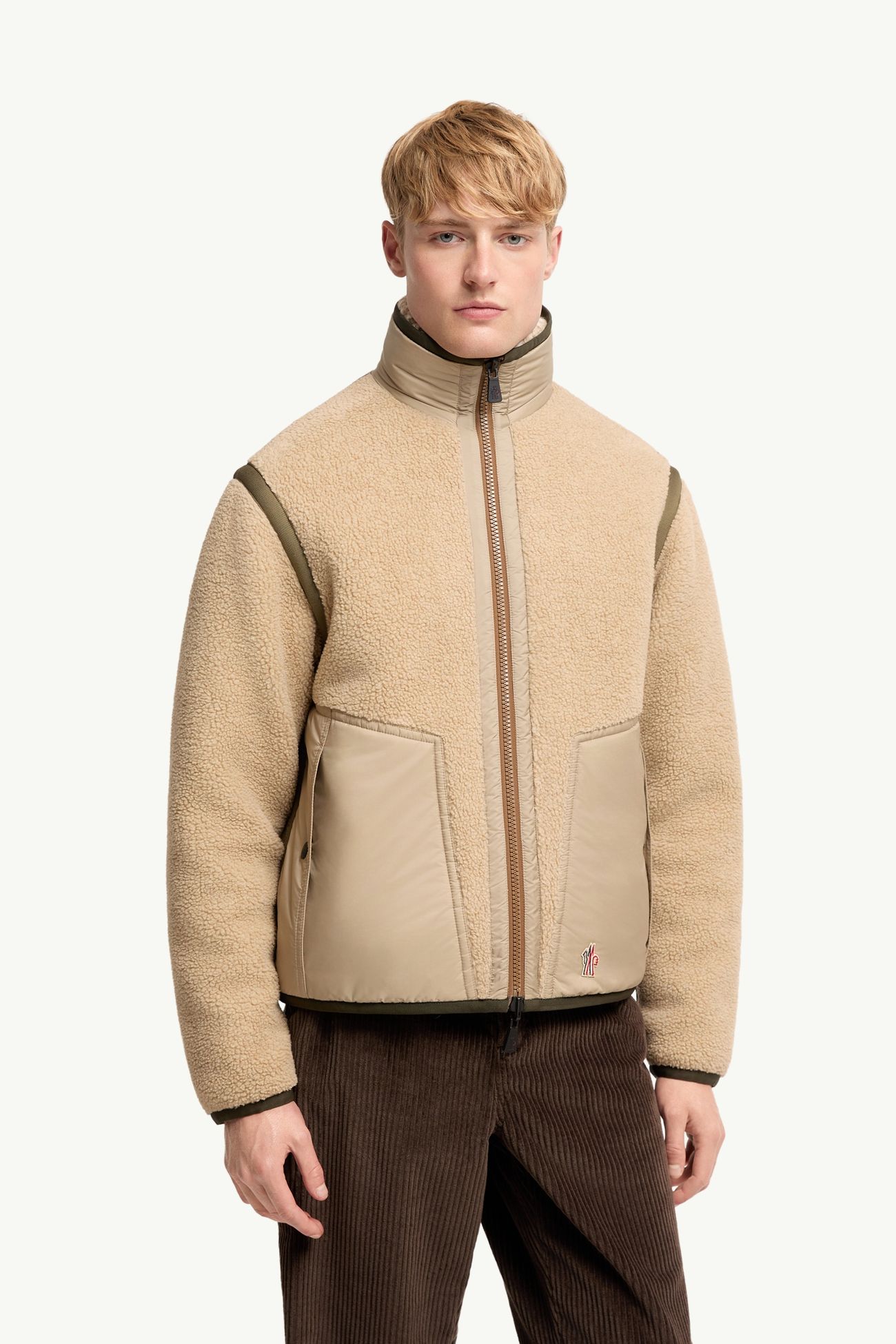 Reversible Teddy Zip-Up Sweatshirt Men Beige Moncler 5