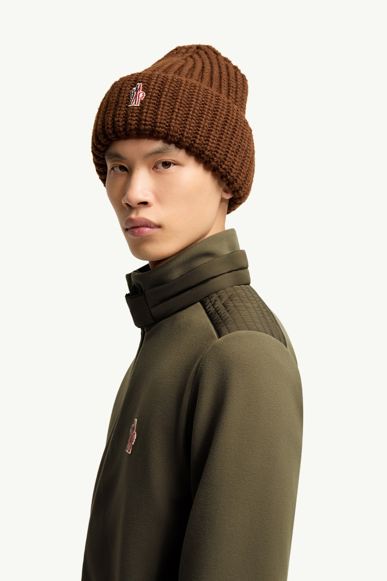 Sweat zippé à col roulé Hommes Vert Olive Moncler 1