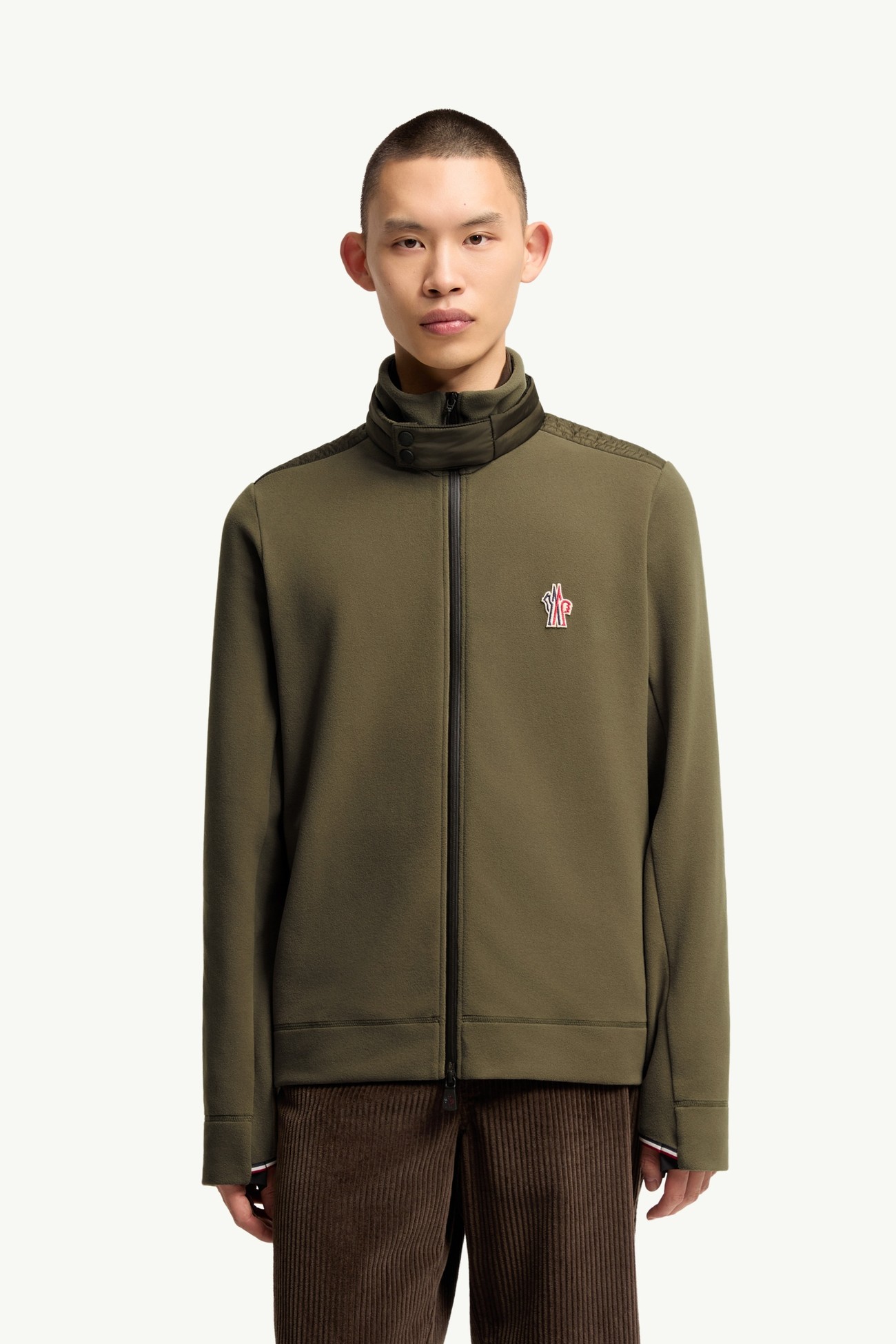 拉鏈樽領衛衣 男士 橄欖綠色 Moncler 3