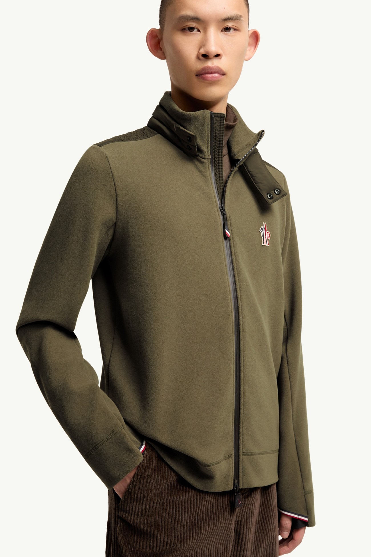 Felpa Dolcevita con Zip Uomo Verde Oliva Moncler 5