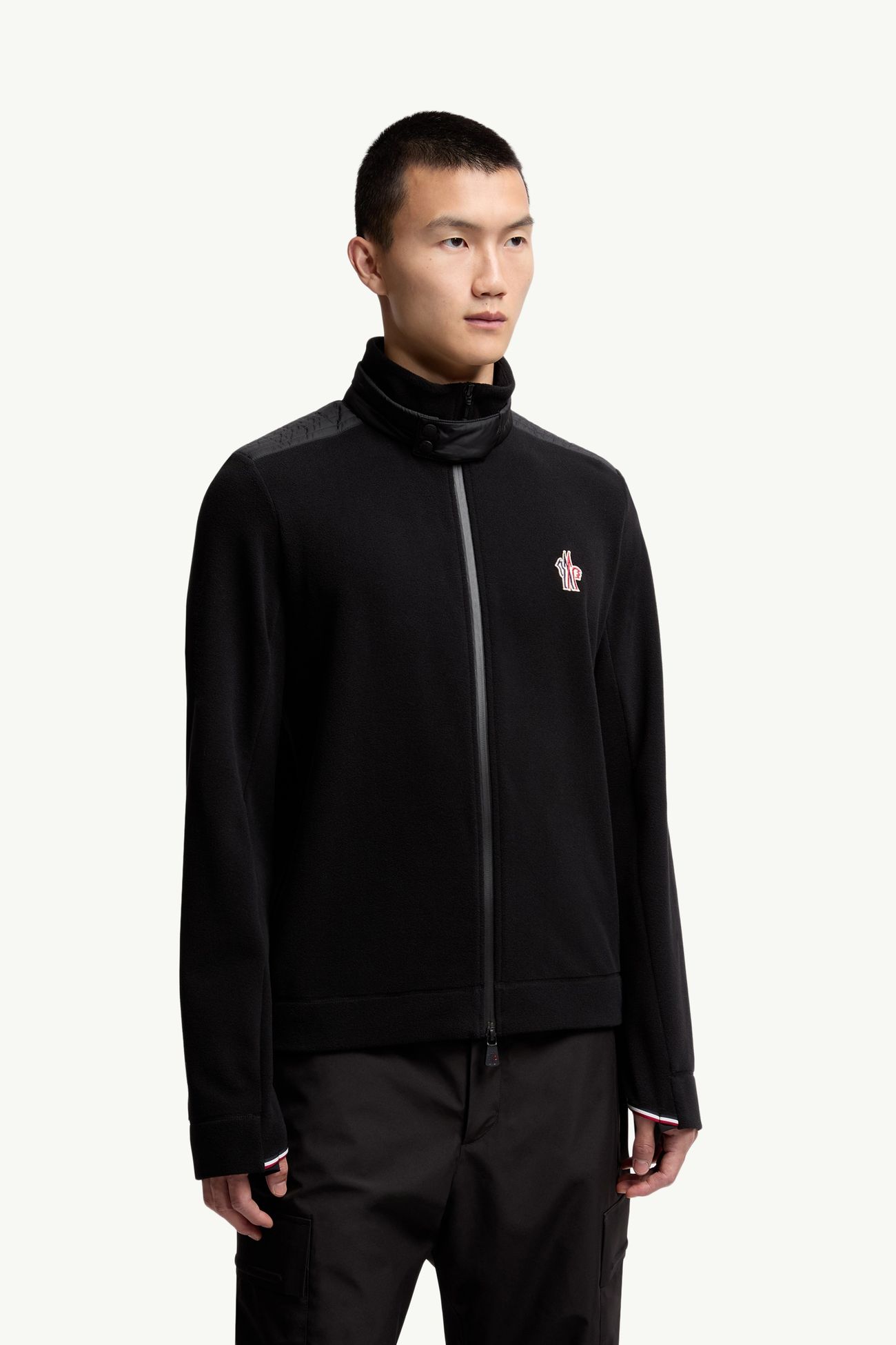 Zip-Up Polo Neck Sweatshirt Men Black Moncler 3