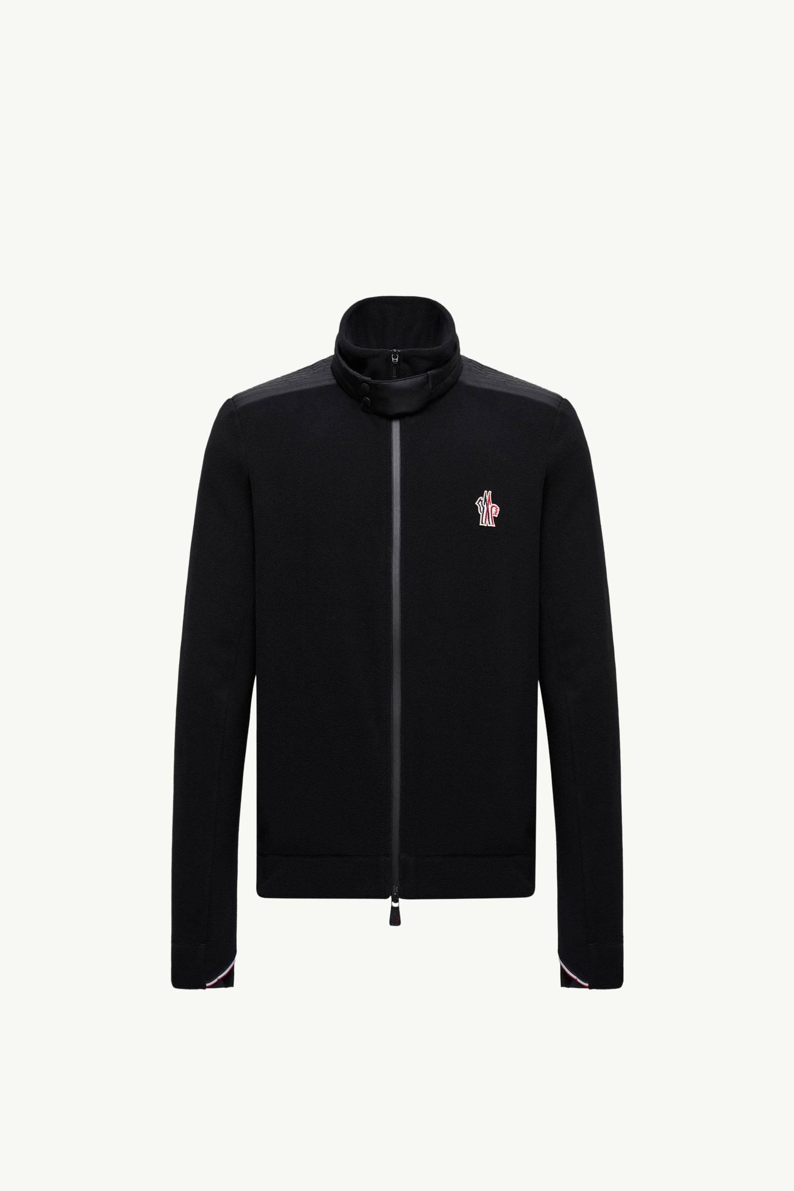Zip-Up Polo Neck Sweatshirt Men Black Moncler