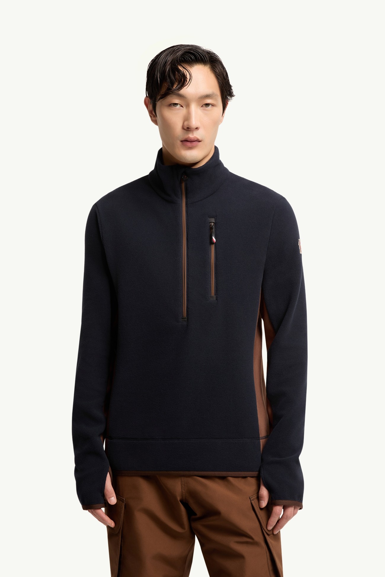 Half-Zip Polo Neck Men Navy Blue Moncler 3