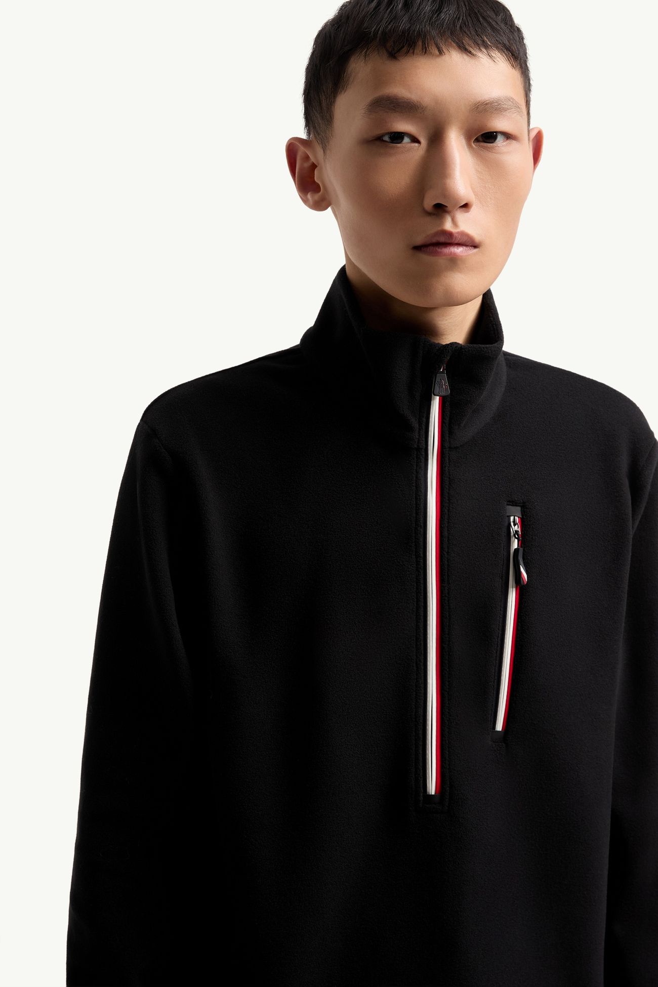 Rollkragenpullover mit halbem Reißverschluss Herren Schwarz Moncler 5