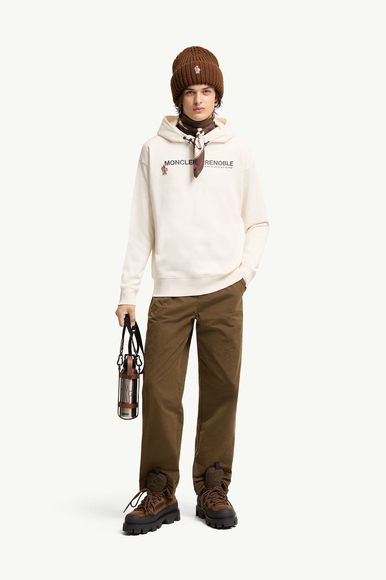Coordinates Logo Cotton Hoodie Men White Moncler 0